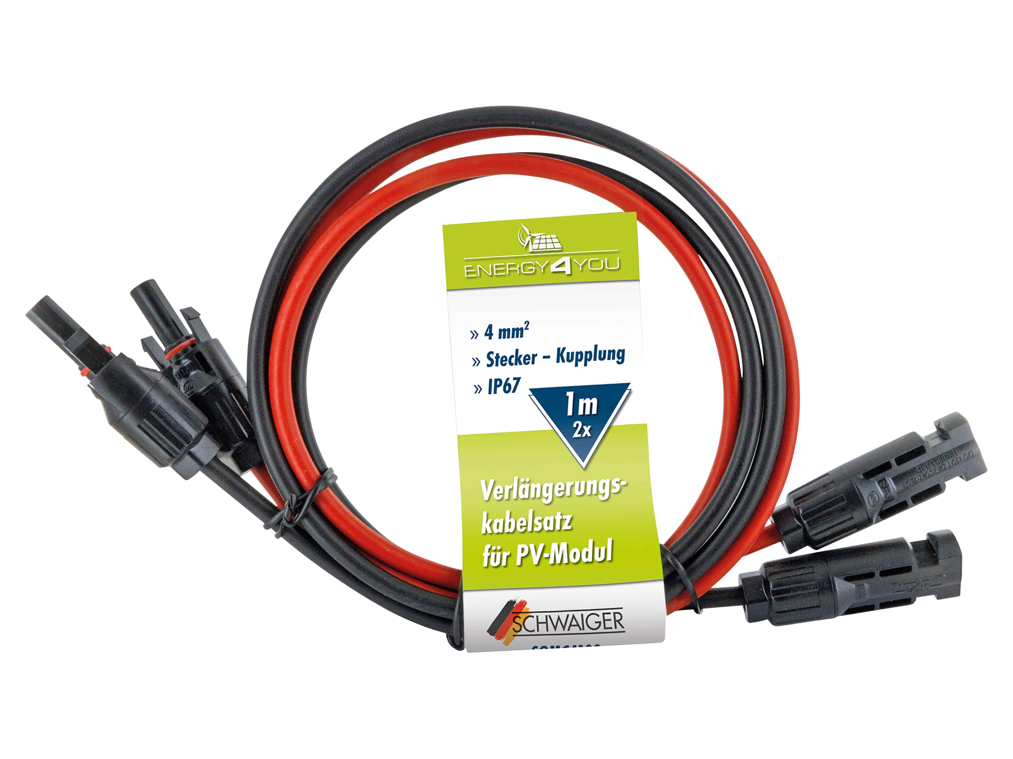 SCHWAIGER Solarkabel Verlängerung SOMC4100, 1 m, 2 Stück SCHWAIGER Solarkabel Verlängerung SOMC4100, 1 m, 2 Stück