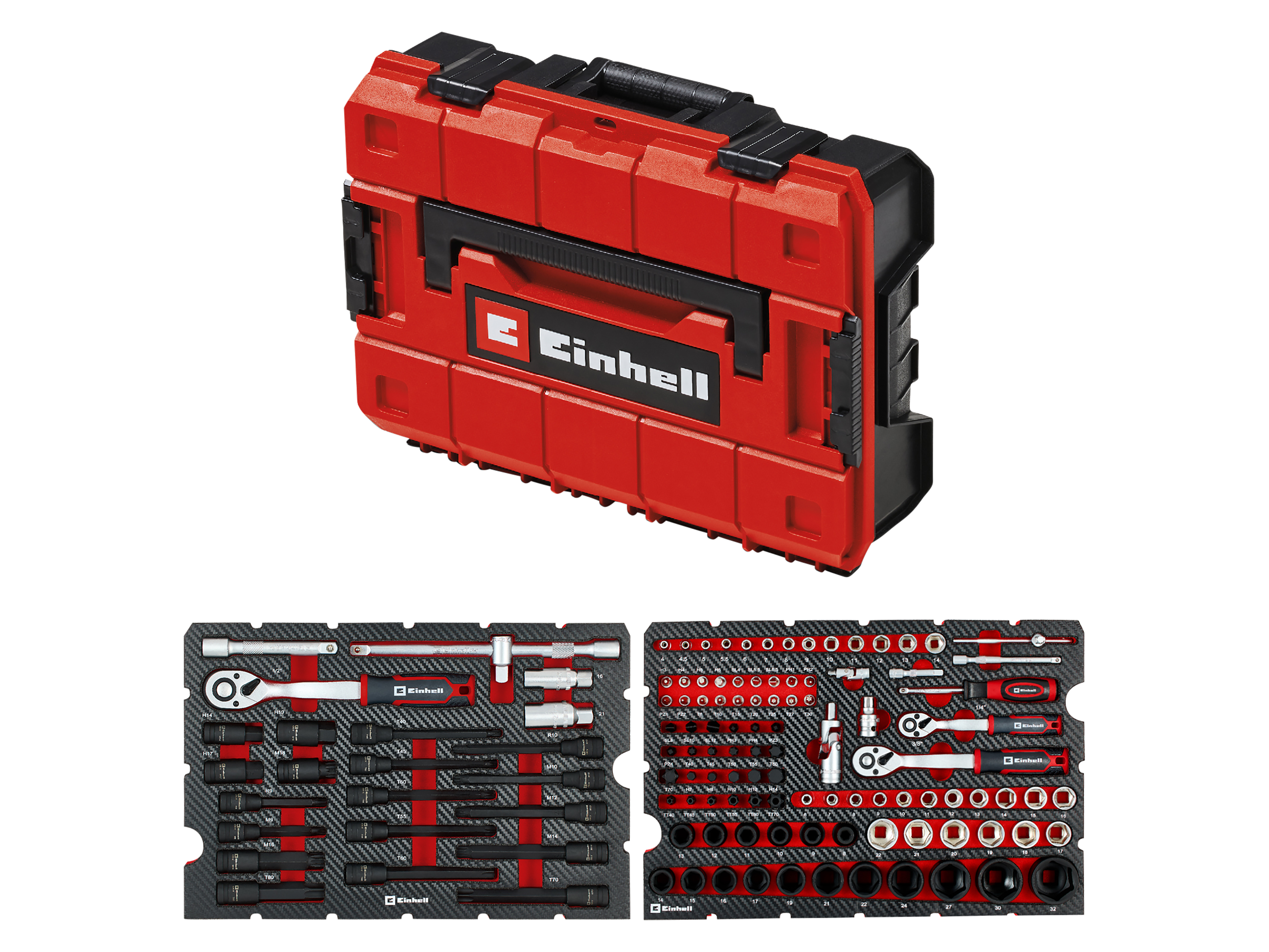 EINHELL Werkzeugkoffer KFZ, 370515, E-CASE, 121-teilig