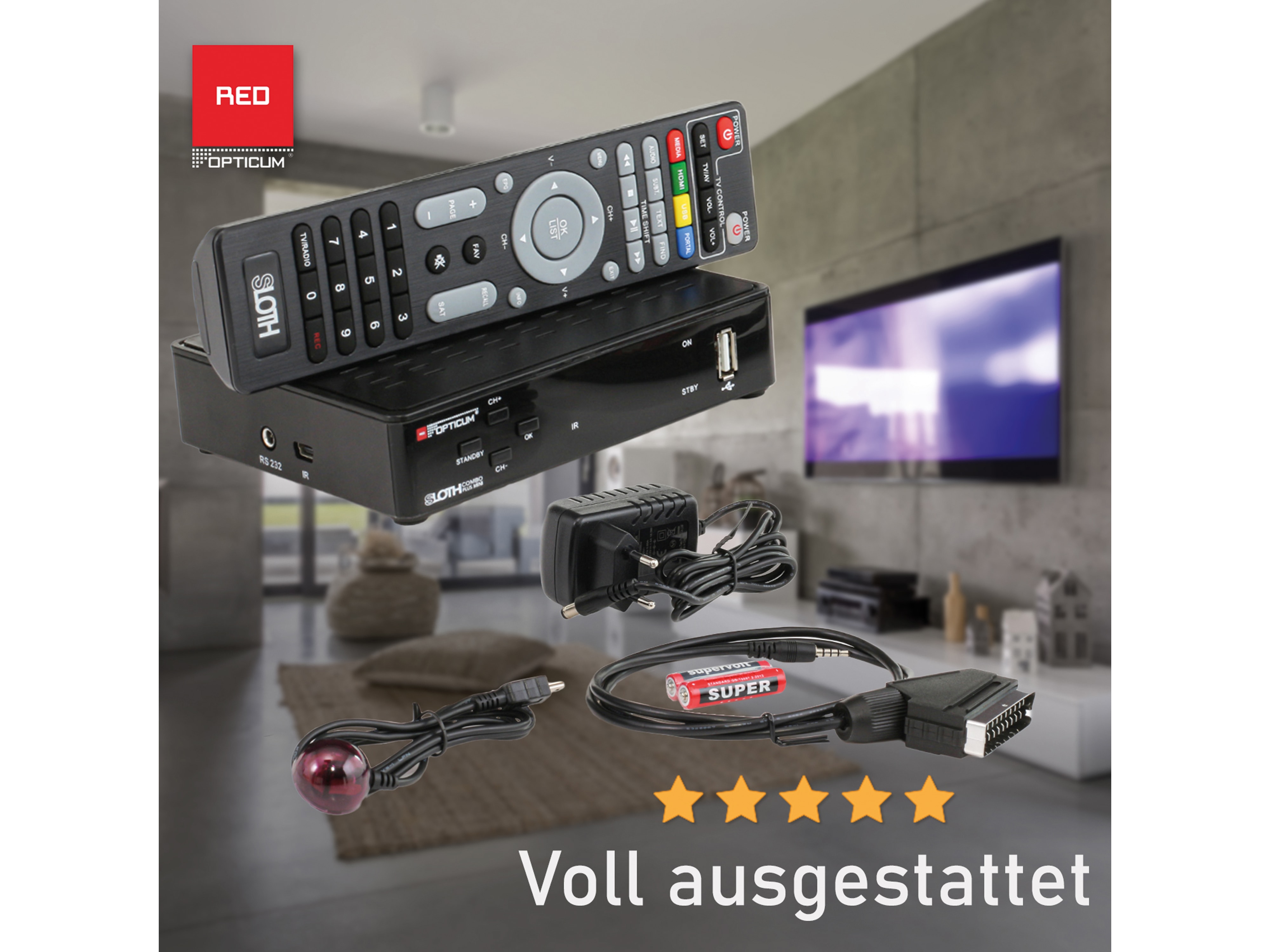 RED OPTICUM SAT-Receiver Sloth Combo plus mini RED OPTICUM SAT-Receiver Sloth Combo plus mini