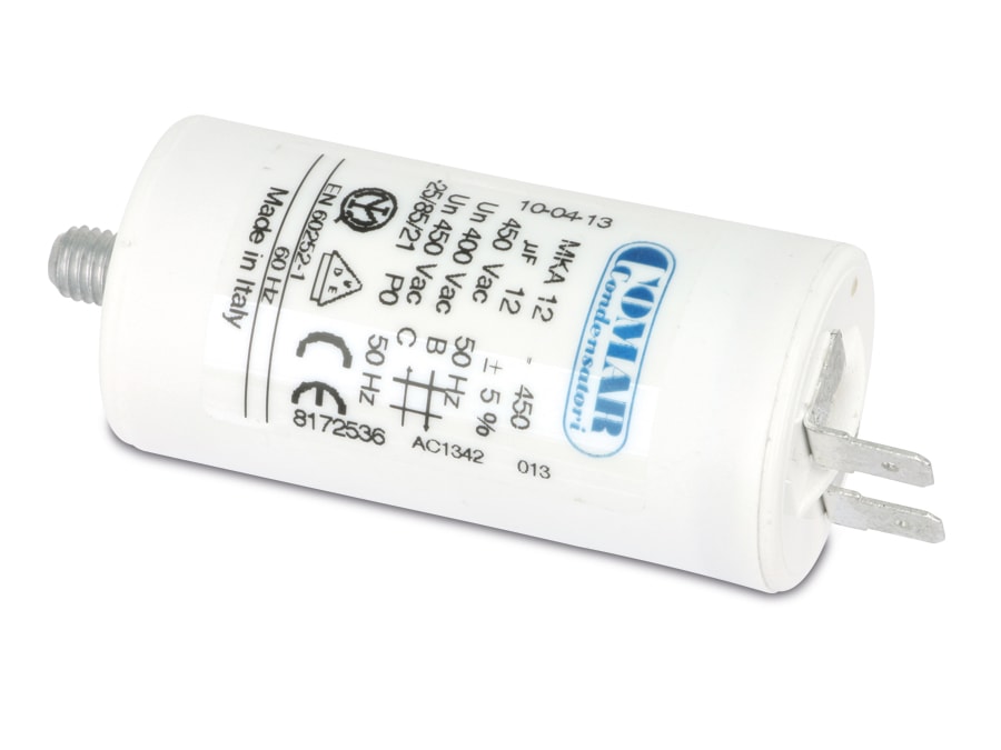 COMAR Motorkondensator FS (Flachstecker), 1µF, 450V, 6,3mm COMAR Motorkondensator, 1µF, 450V, 6,3mm