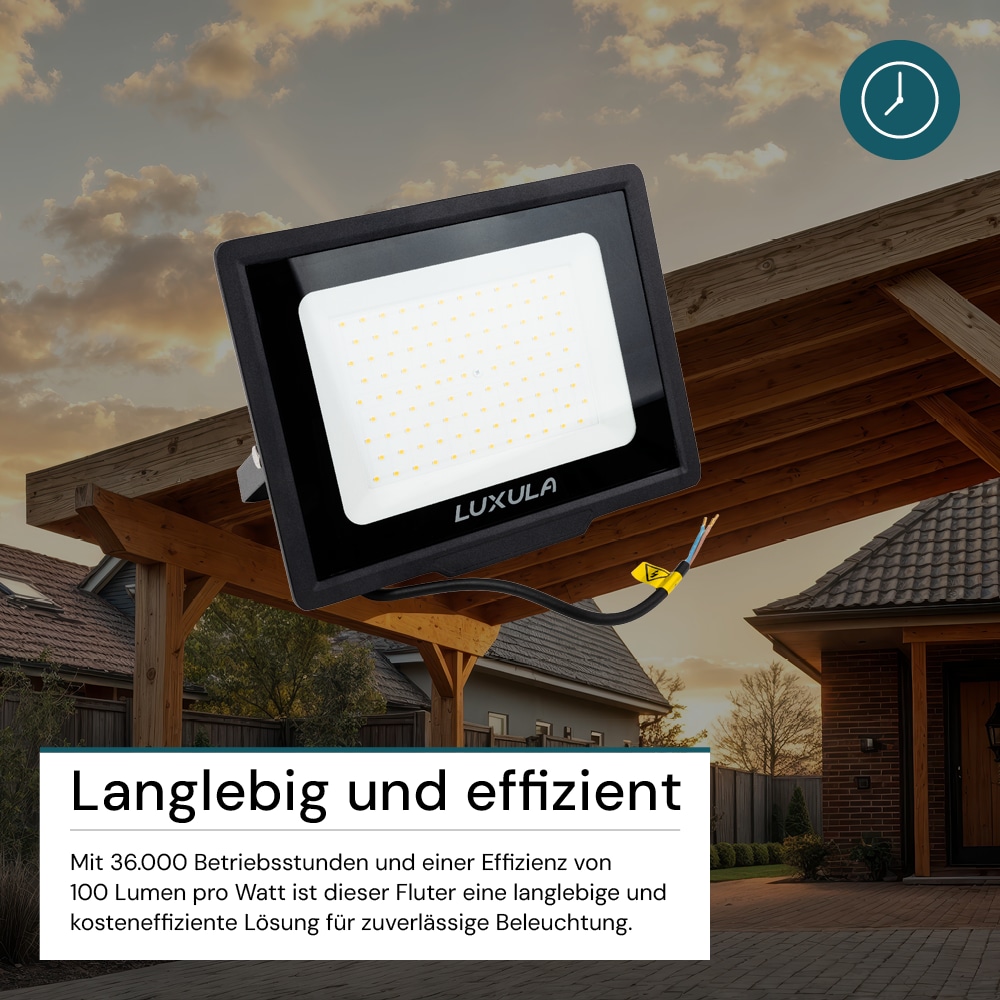 LUXULA LED-Fluter, EEK: F, 100W, 10000lm, 4000K, schwarz