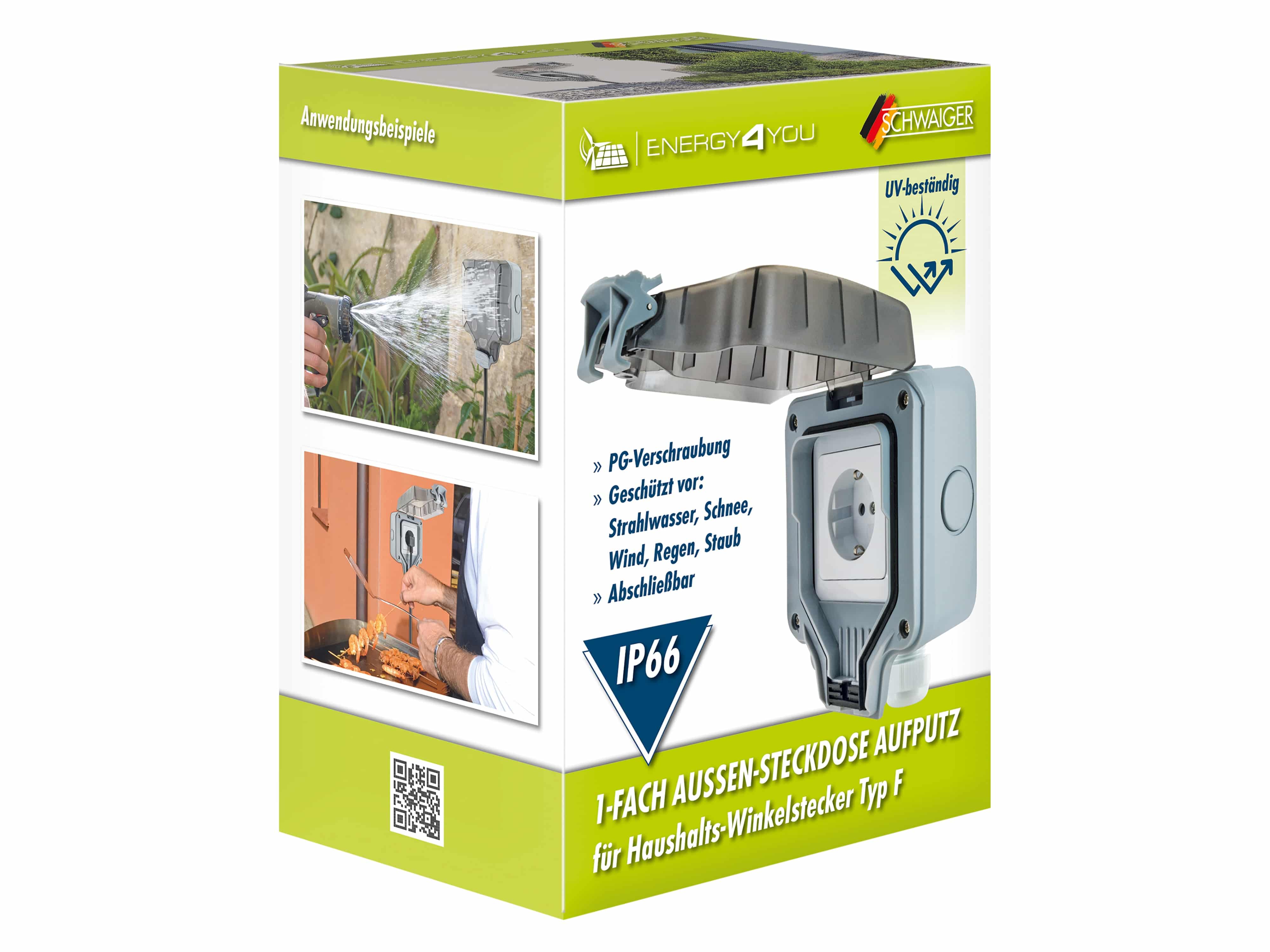 SCHWAIGER Außensteckdose SOAD0100, 1-fach, AP, IP66 SCHWAIGER Außensteckdose SOAD0100, 1-fach, AP, IP66
