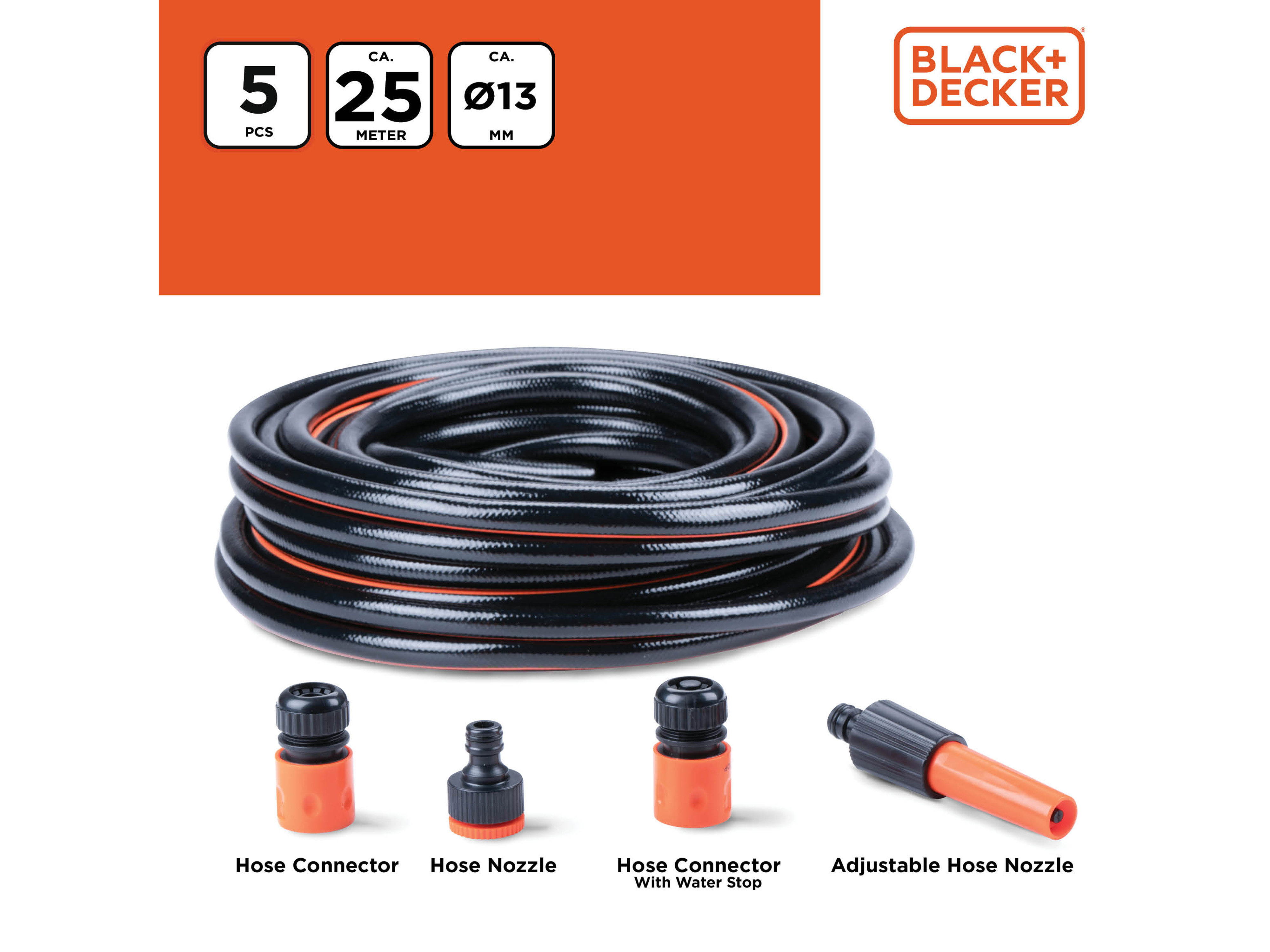 BLACK & DECKER Gartenschlauch mit Schnellanschluss, Ø 13 mm x 25 m BLACK & DECKER Gartenschlauch mit Schnellanschluss, Ø 13 mm x 25 m