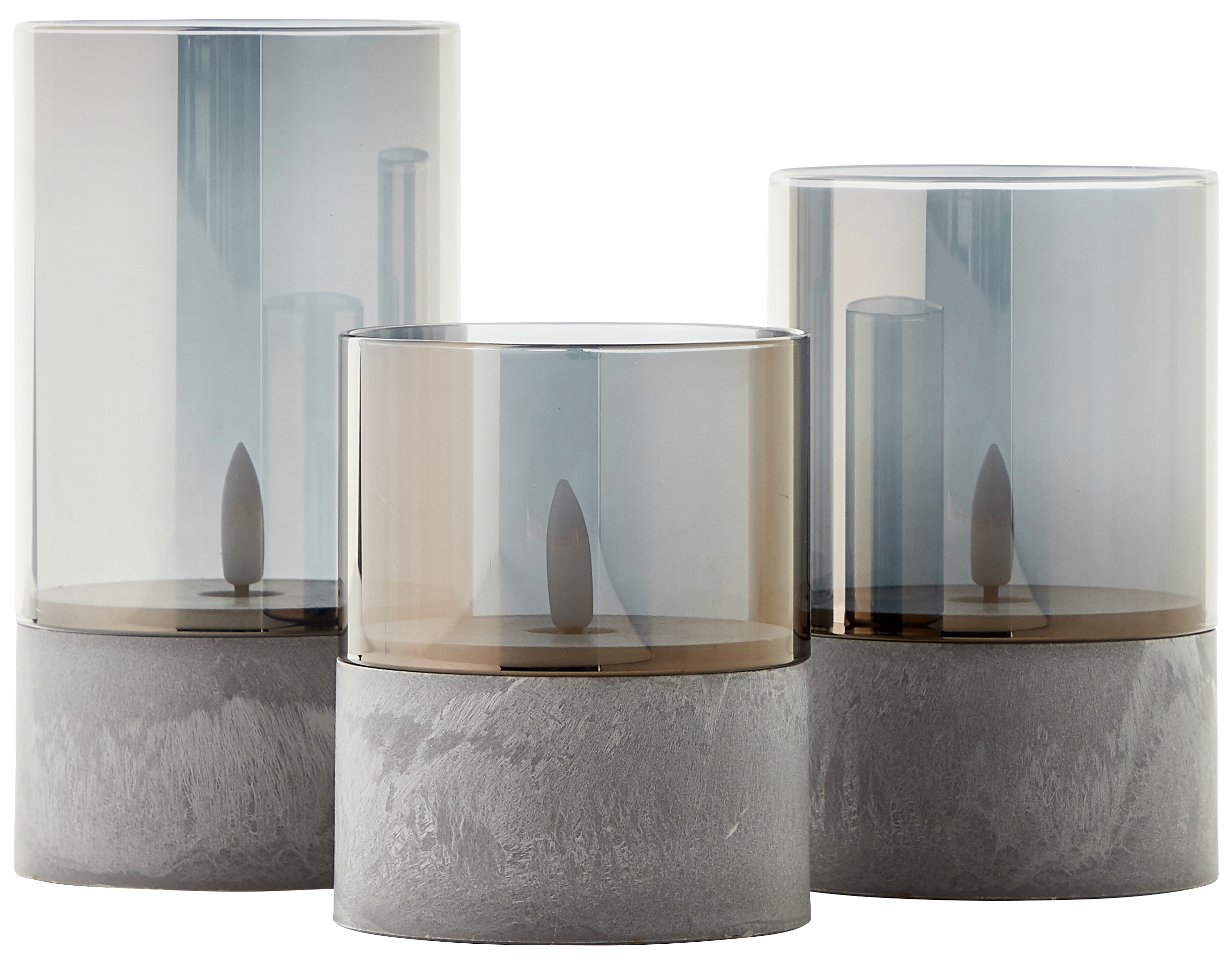 BRILLIANT LED Tischleuchten Kerzen Bougie, grau, rauchglas, 3 Stück BRILLIANT LED Tischleuchten Kerzen Bougie, grau, rauchglas, 3 Stück