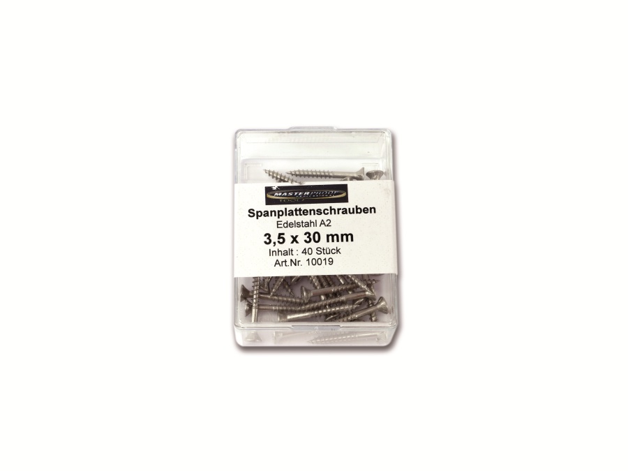 MASTERPROOF Spanplattenschrauben, 30x3,5 mm, 40 Stück MASTERPROOF Spanplattenschrauben, 30x3,5 mm, 40 Stück