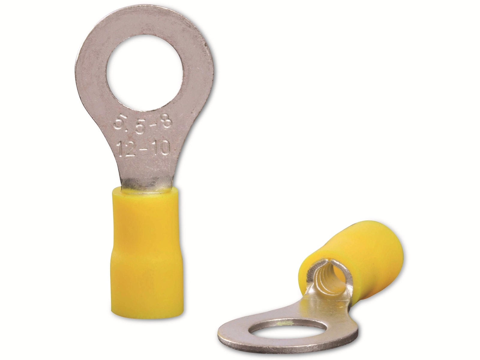 QUADRIOS Ringkabelschuh, 22C459, 4,0 - 6,0 mm², Gelb, Teilisoliert, Loch-Ø 8,5 mm, 100 Stück QUADRIOS Ringkabelschuh, 22C459, 4,0 - 6,0 mm², Gelb, Teilisoliert, Loch-Ø 8,5 mm, 100 St.