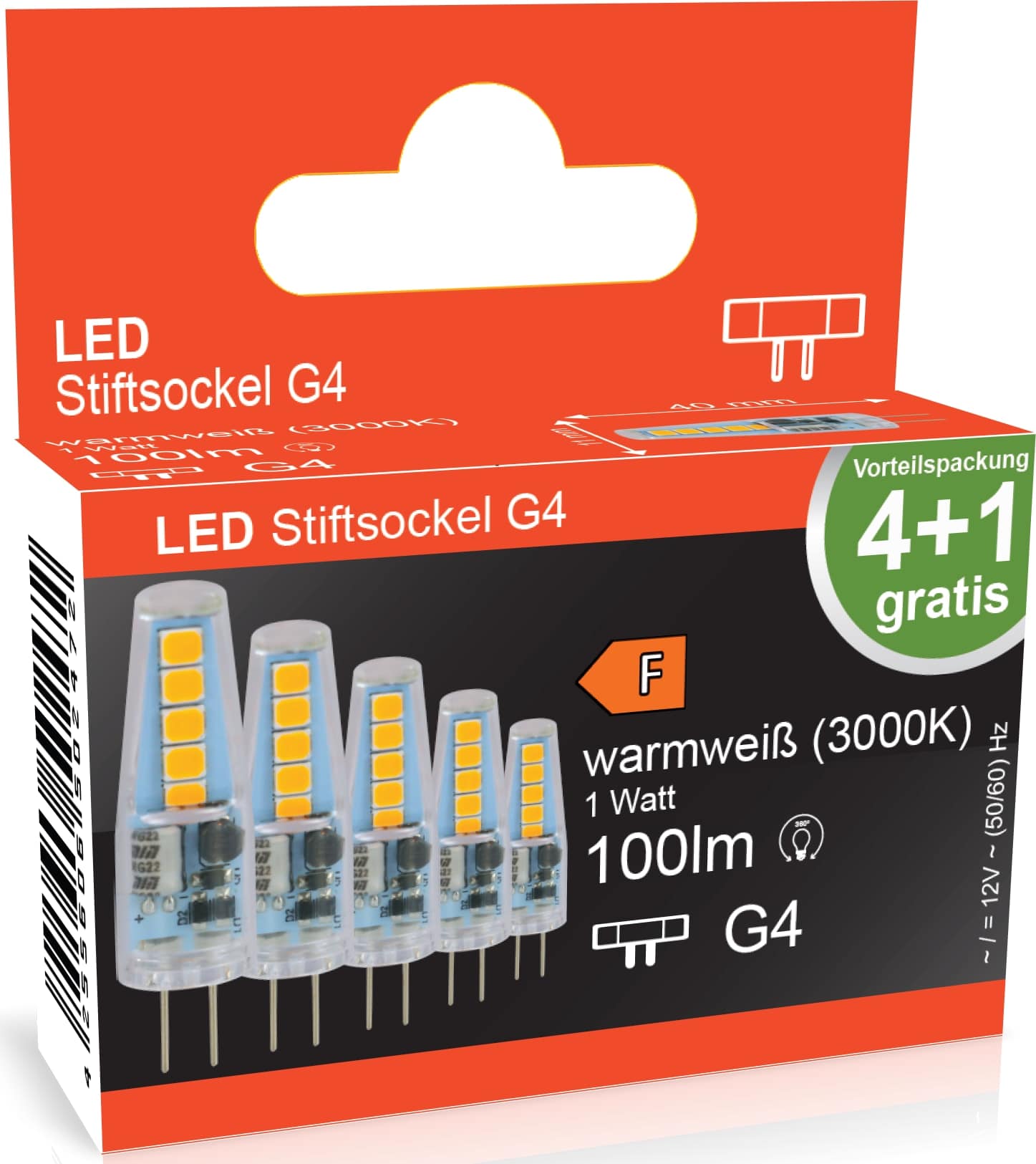 BLULAXA LED-Stiftsockellampe, EEK: F, G4, 1W, 100lm, 3000K, 5 Stück BLULAXA LED-Stiftsockellampe, EEK: F, G4, 1W, 100lm, 3000K, 5 Stück