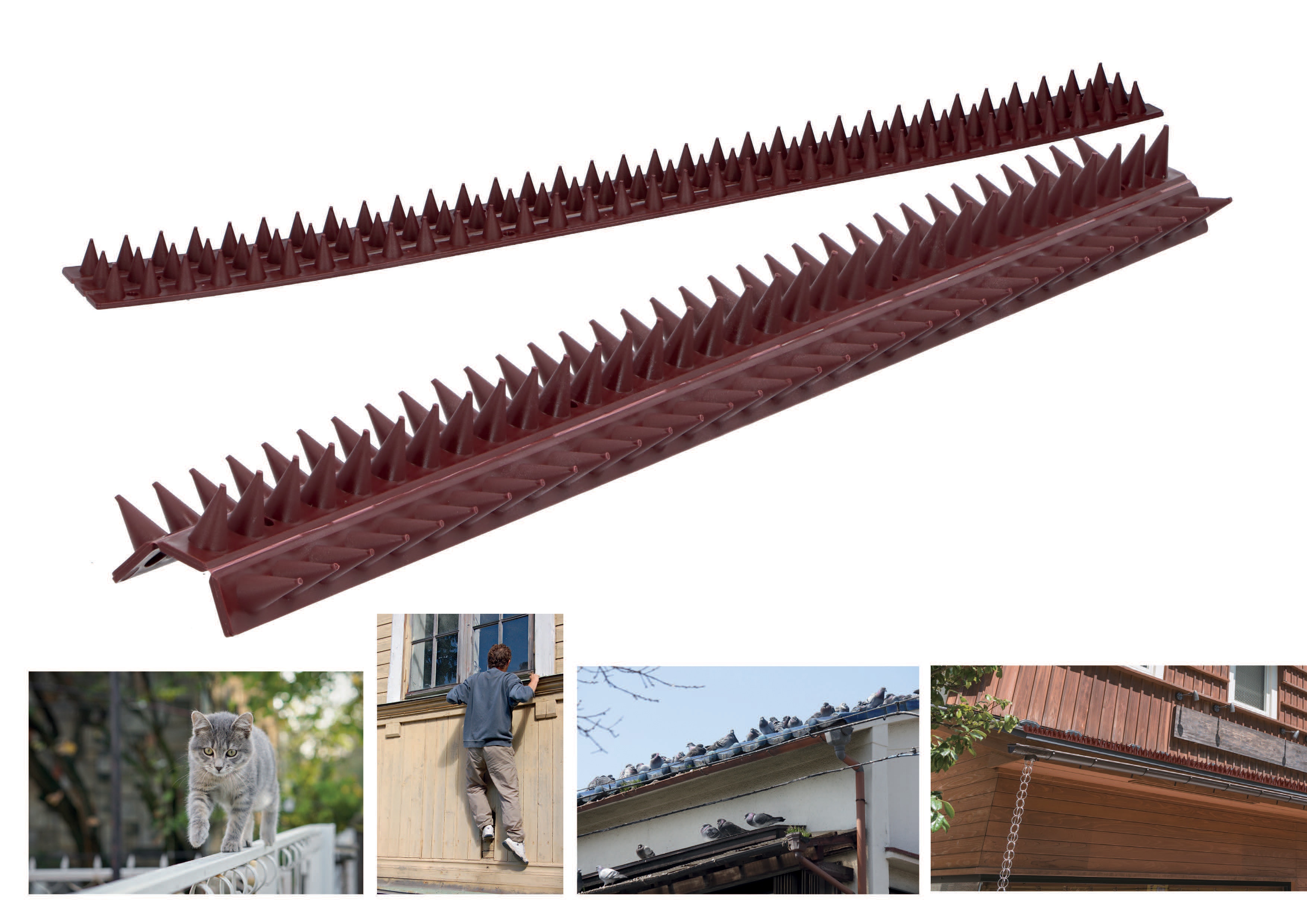 KINZO, Übersteigschutz/Taubenabwehr/Zaunspitzen, 50x4,5x1,7 cm, 10 Stück, für Zäune KINZO, Übersteigschutz, 50x10x2,5 cm, 4 Stück, für Zäune