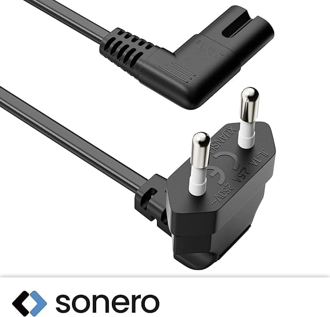SONERO Netzkabel X-ESW-C7W-050B, Eurostecker, 90°, schwarz, 5m Netzkabel SONERO X-ESW-C7W-050B, Eurostecker, 90°, schwarz, 5m