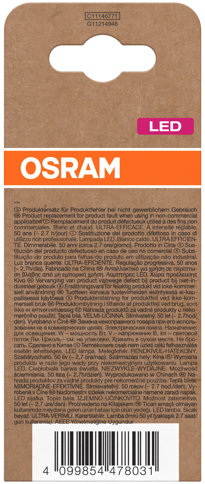 OSRAM LED-Lampe Classic, dimmbar, E27, 7,2 W, 2700 K, EEK: A, 1521 lm, IP20, warmweiß OSRAM LED-Lampe Classic, dimmbar, E27, 7,2 W, 2700 K, EEK: A, 1521 lm, IP20, warmweiß
