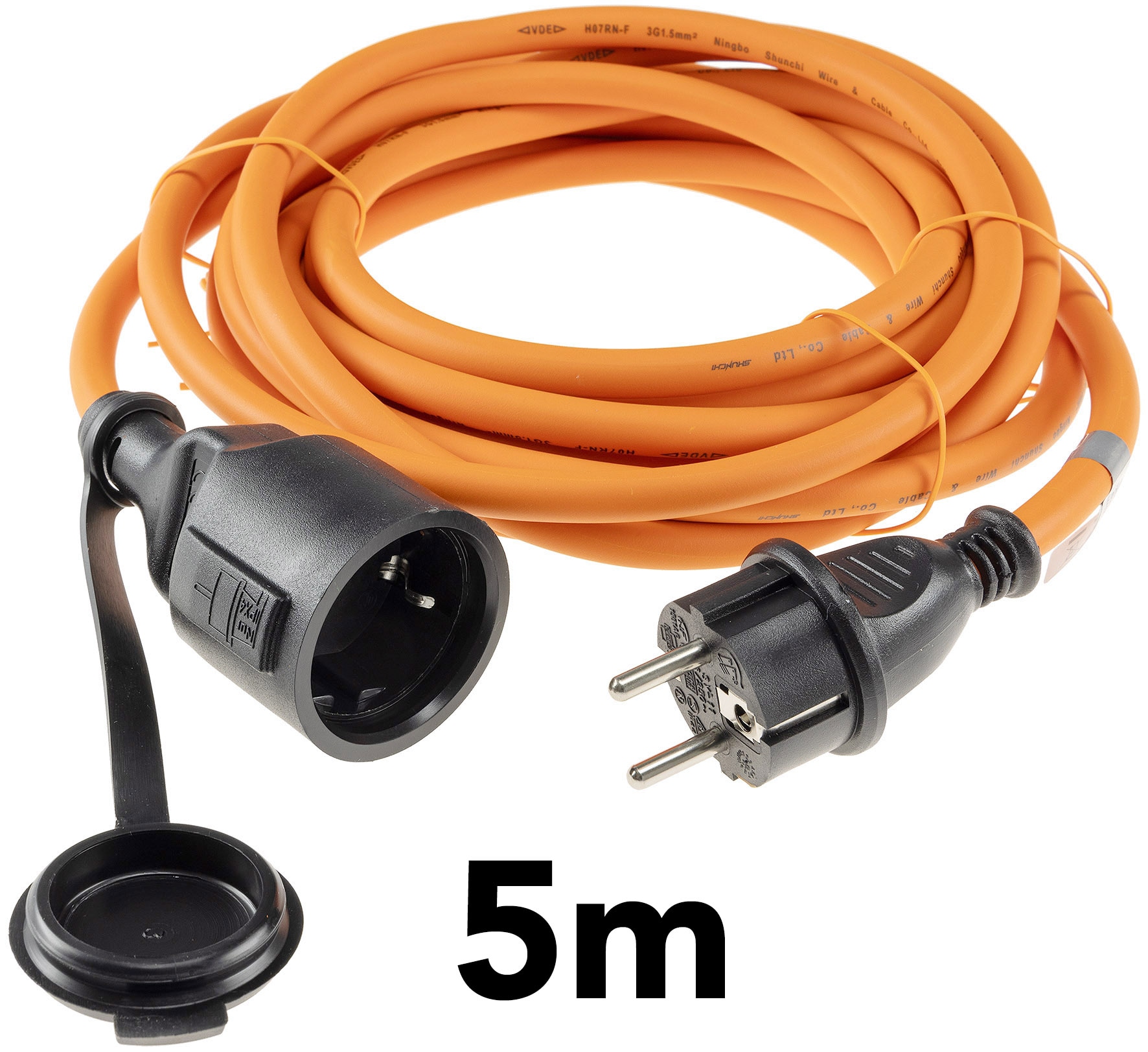 CHILITEC Gummi Schutzkontaktverlängerung, IP44, 5 m, orange CHILITEC Gummi Schutzkontaktverlängerung, IP44, 5 m, orange
