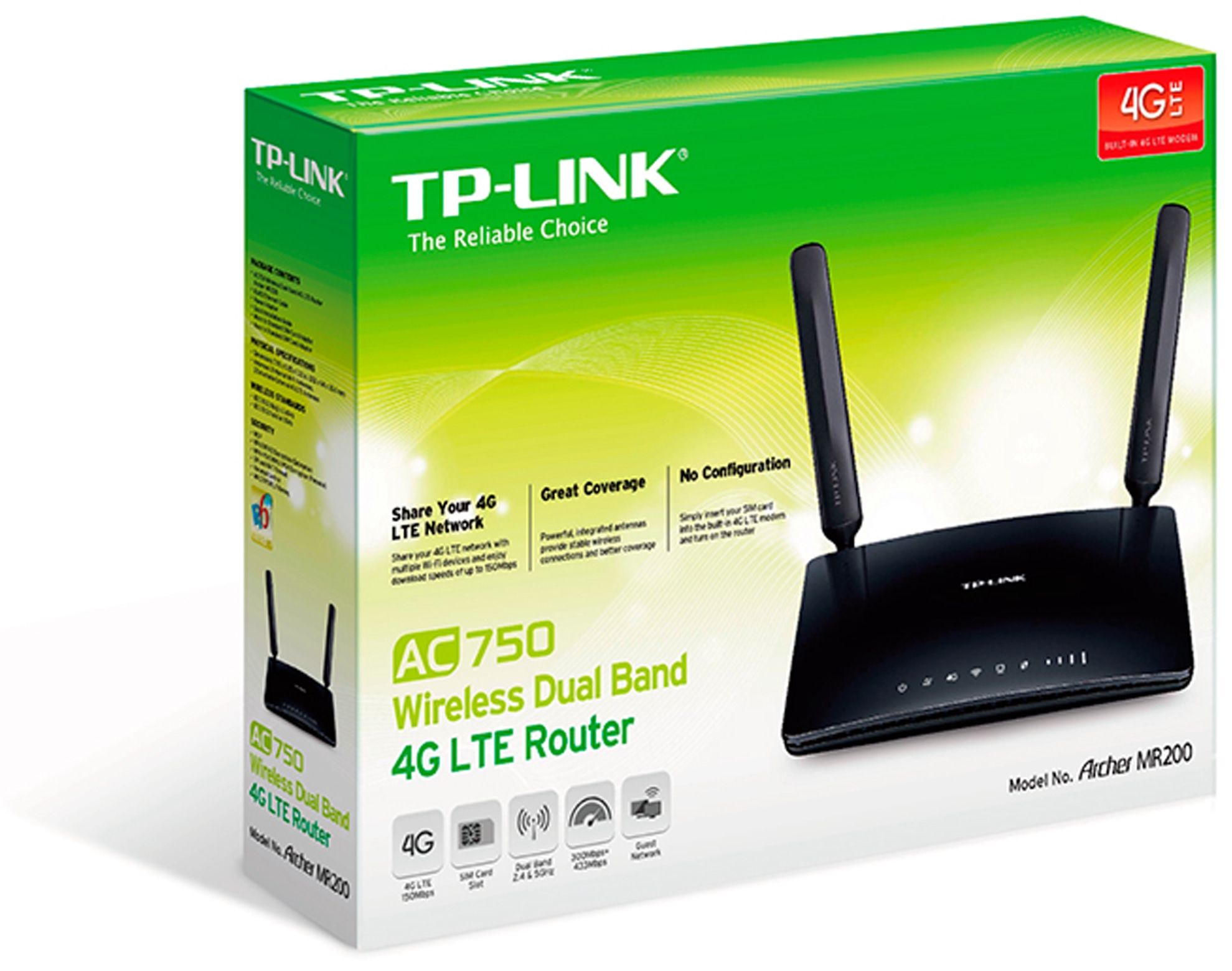 TP-LINK WLAN-Router Archer MR200, 3G/4G, 4x RJ-45 TP-LINK WLAN-Router Archer MR200, 3G/4G, 4x RJ-45