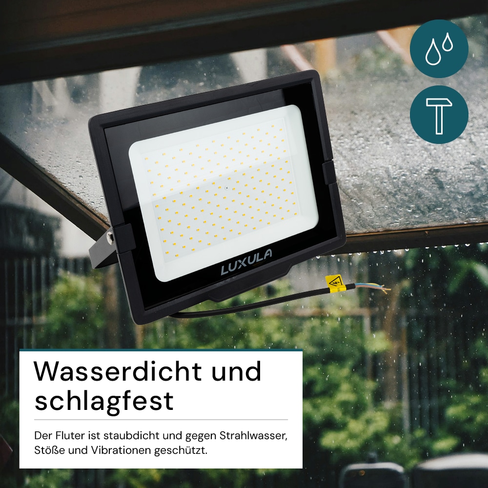 LUXULA LED-Fluter, EEK: F, 150W, 15000lm, 4000K, schwarz