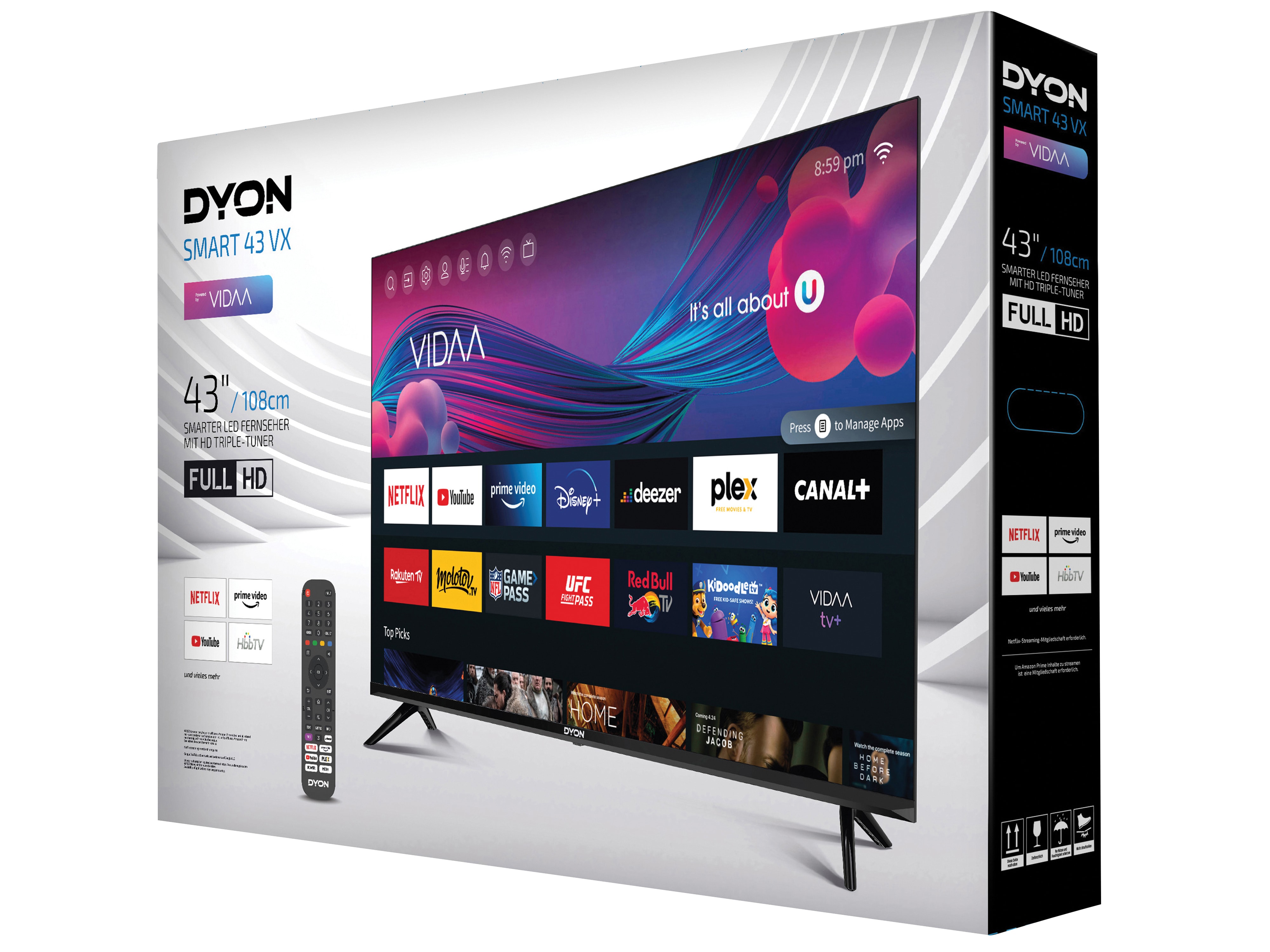 DYON LED-TV Smart 43 VX, 109,2 cm (43"), EEK: E, FullHD DYON LED-TV Smart 43 VX, 109,2 cm (43"), EEK: E, FullHD