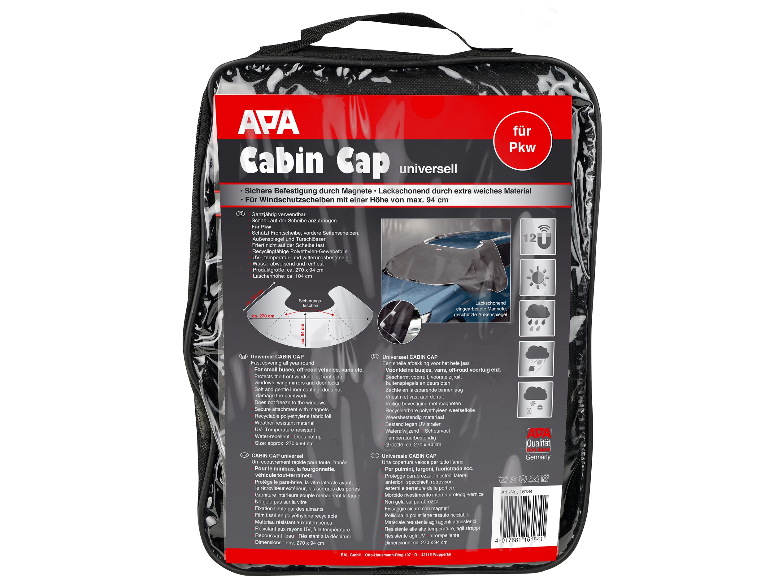 APA Scheibenabdeckung Cabin Cap 16184, universell für PKW APA Scheibenabdeckung Cabin Cap 16184, universell für PKW