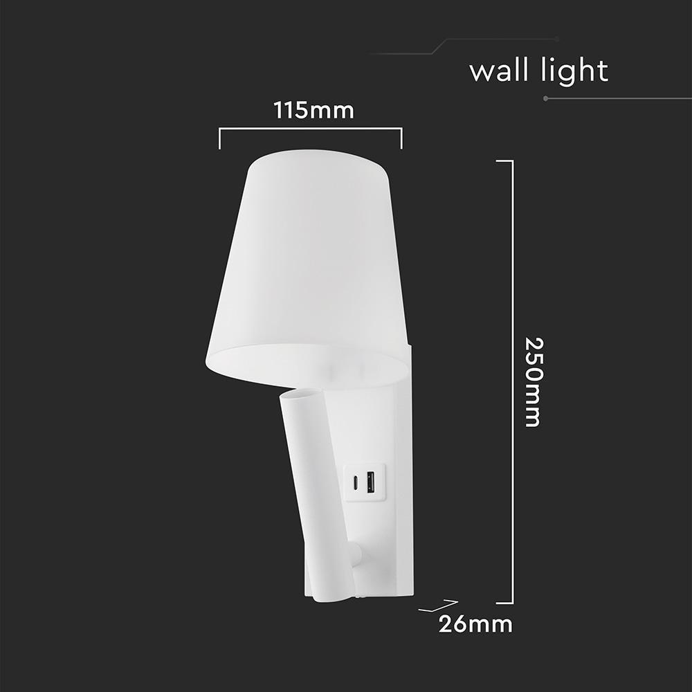 V-TAC LED-Wandleuchte VT-88062, 2W, 3000K, EEK: G, CREE Chip, 60lm, IP20, w V-TAC LED-Wandleuchte VT-88062, 2W, 3000K, EEK: G, CREE Chip, 60lm, IP20, w