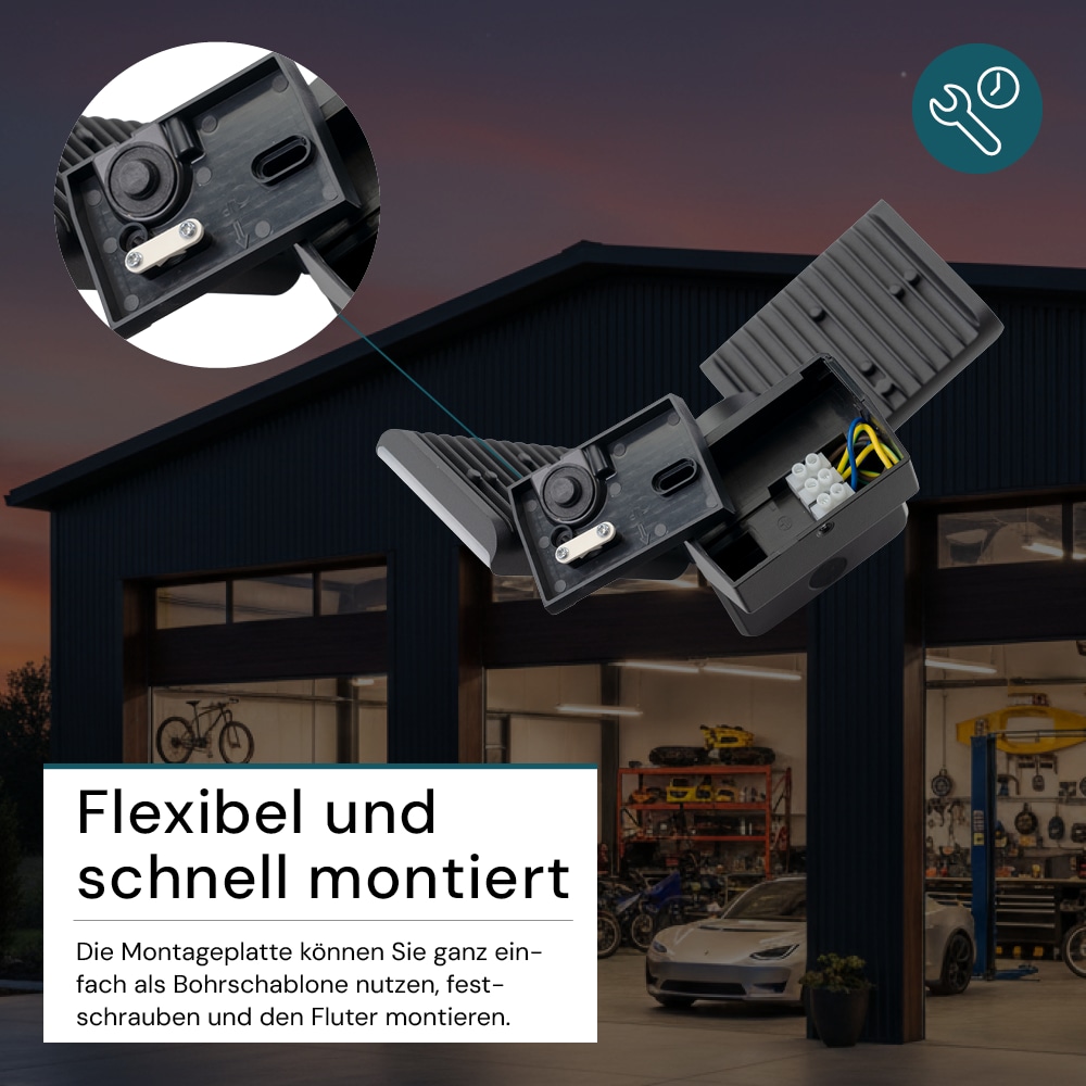 LUXULA LED-Fluter LX400190, 2-köpfig, 2x 15 W, 3200 lm, 4000 K, schwarz LUXULA LED-Fluter LX400190, 2-köpfig, 2x 15 W, 3200 lm, 4000 K, schwarz