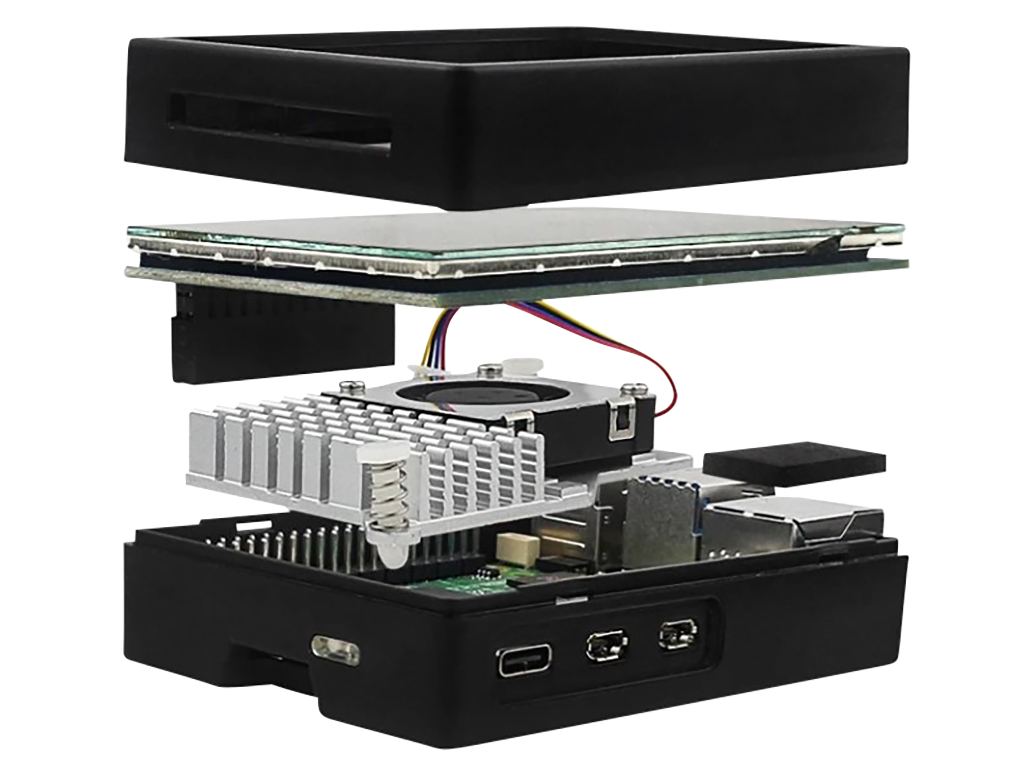 KUBII ABS-Gehäuse für Raspberry Pi 5 mit Touchscreen, luftgekühlt