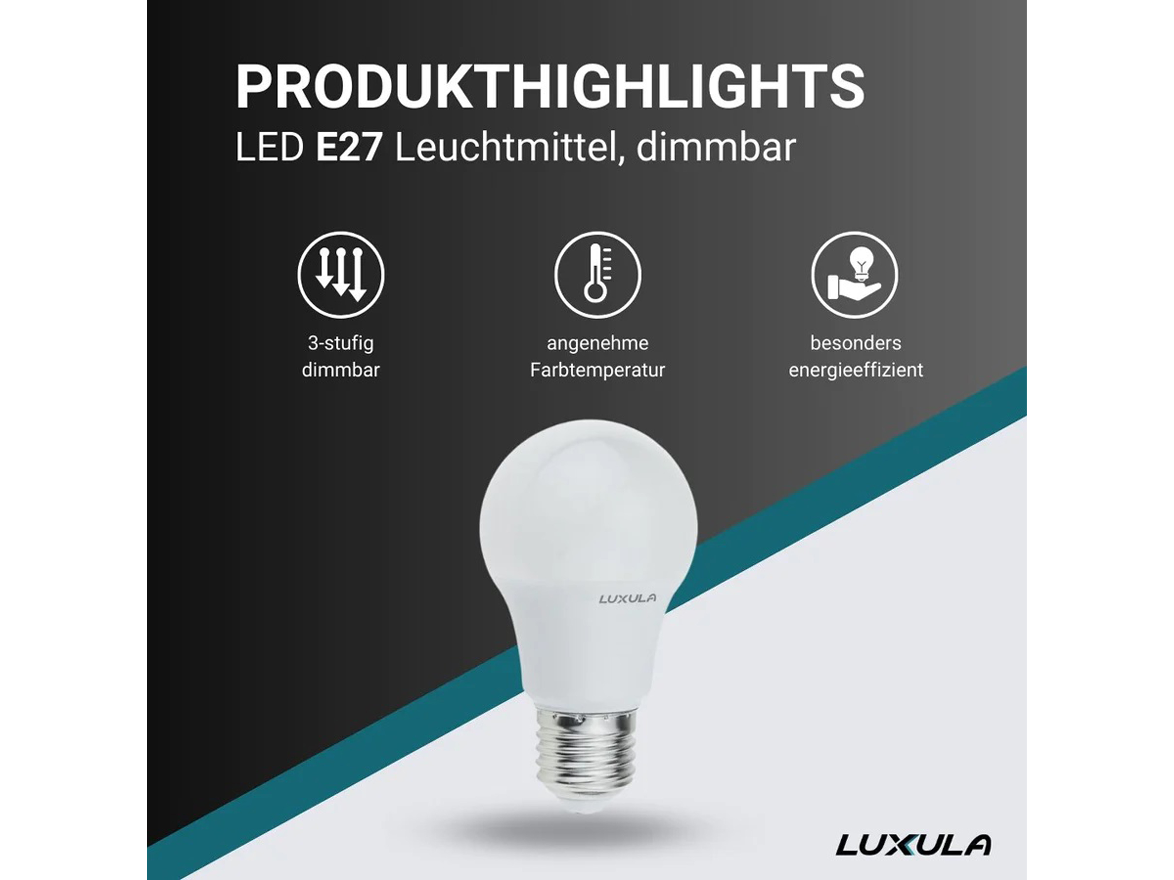 LUXULA LED-Lampe, Tropfenform, dimmbar, E27, EEK: F, 10W, 900lm, 2700K LUXULA LED-Lampe, Tropfenform, dimmbar, E27, EEK: F, 10W, 900lm, 2700K