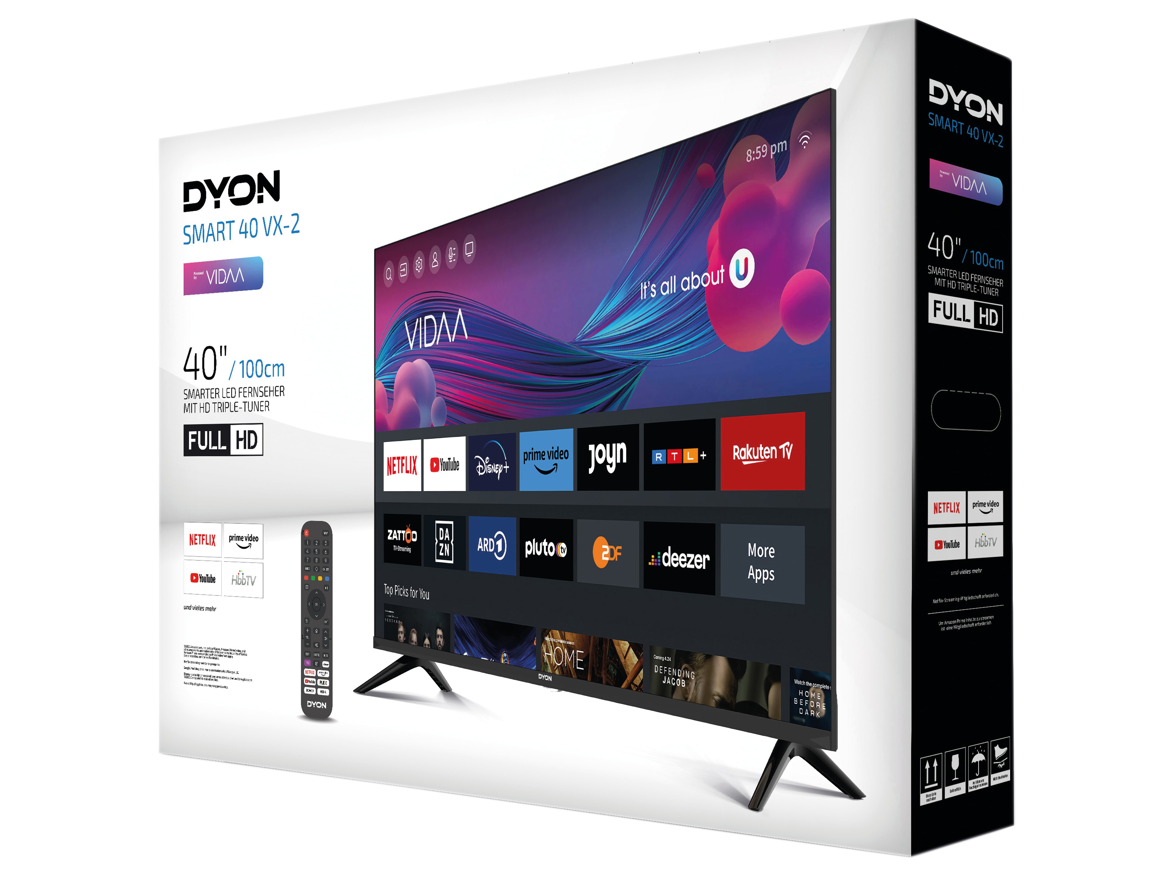 DYON LED-TV Smart 40 VX-2, 101,6 cm (40"), EEK: E, mit VIDAA, Full-HD DYON LED-TV Smart 40 VX-2, 101,6 cm (40"), EEK: E, mit VIDAA, Full-HD