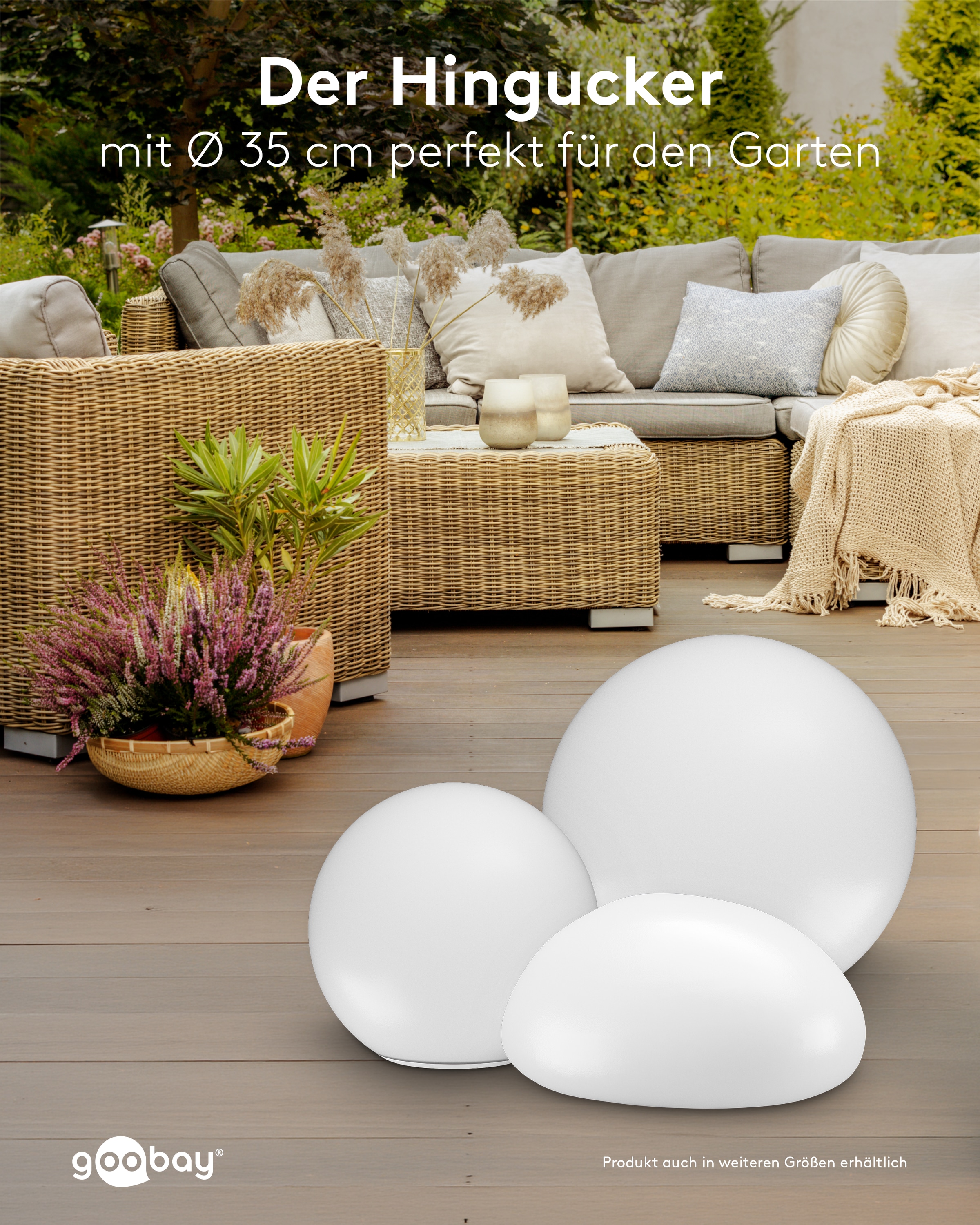 GOOBAY LED-Solar-Dekoleuchten, 20 cm, Kugel, Größe M, RGBW, 2 Stück