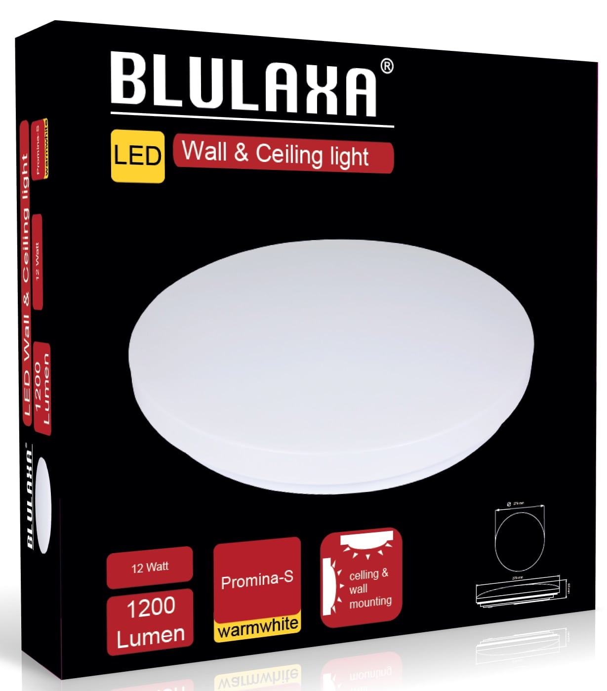 BLULAXA LED-Deckenleuchte Promina-S, 12 W, 1200 lm, 3000 K BLULAXA LED-Deckenleuchte Promina-S, 12 W, 1200 lm, 3000 K
