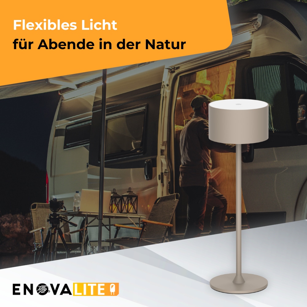 ENOVALITE LED-Akku-Tischleuchte, ELED700401, EEK: D dimmbar, CCT, sand