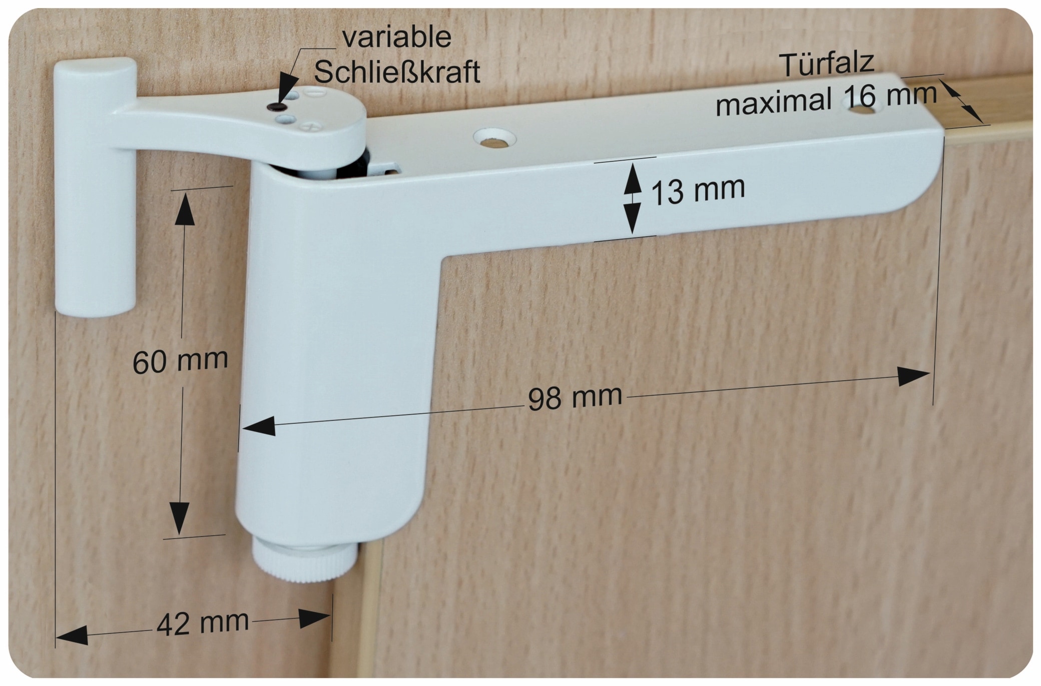 Mini-Türschließer, Clip Close, weiß Mini-Türschließer, Clip Close, weiß