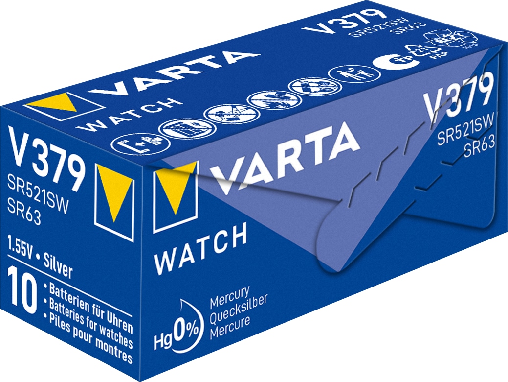 VARTA Knopfzelle Silver Oxide, 379 SR63, 1.55V, 10 Stück VARTA Knopfzelle Silver Oxide, 379 SR63, 1.55V, 10 Stück