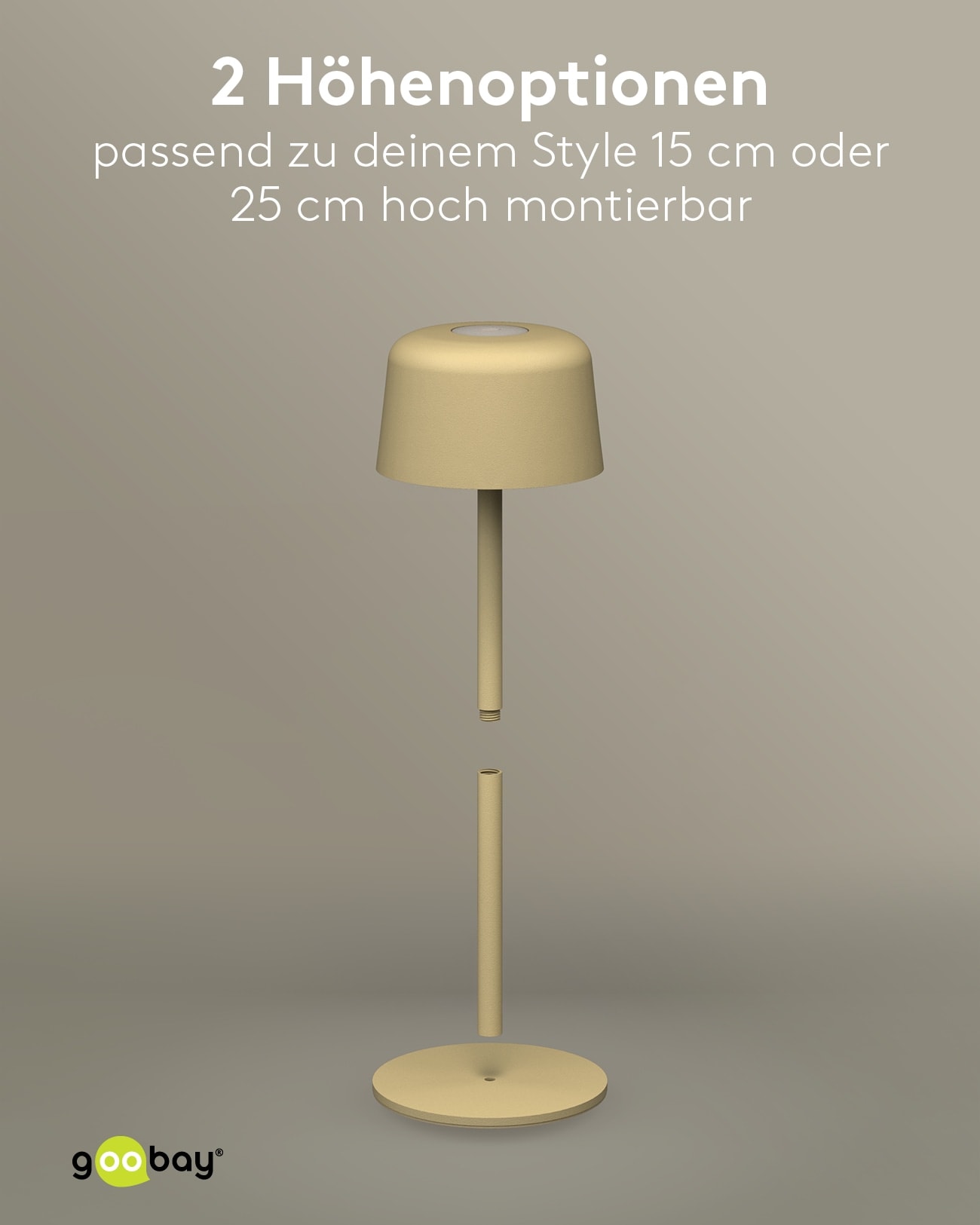GOOBAY LED-Tischleuchte 77678, 2W, 3000 K, 150 lm, warmweiß, IP44, beige GOOBAY LED-Tischleuchte 77678, 2W, 3000 K, 150 lm, warmweiß, IP44, beige