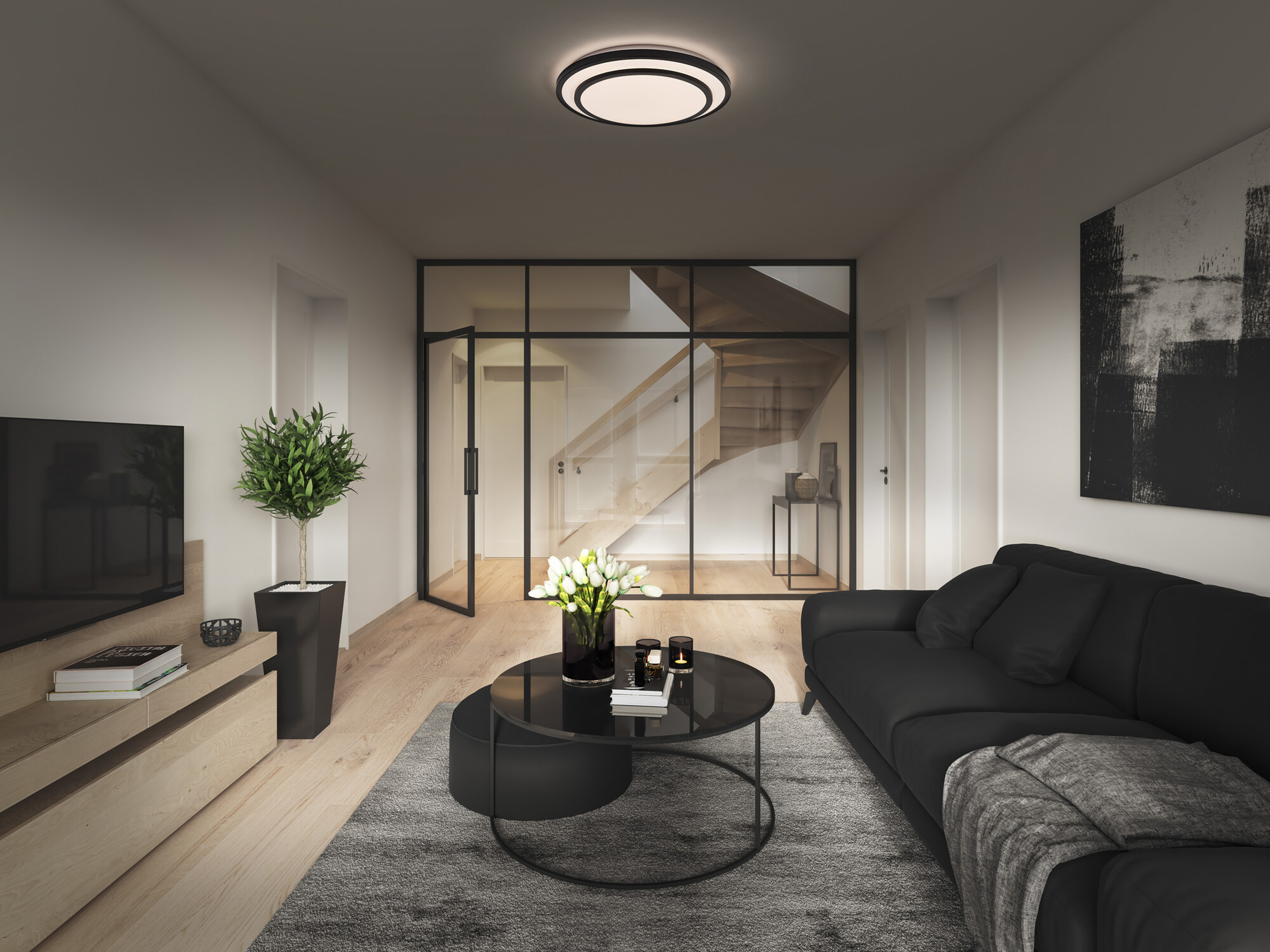 OSRAM LED-Deckenleuchte, 24W, 3000K, 1450lm, warmweiß, IP20, schwarz, Ø39cm OSRAM LED-Deckenleuchte, 24W, 3000K, 1450lm, warmweiß, IP20, schwarz, Ø39cm
