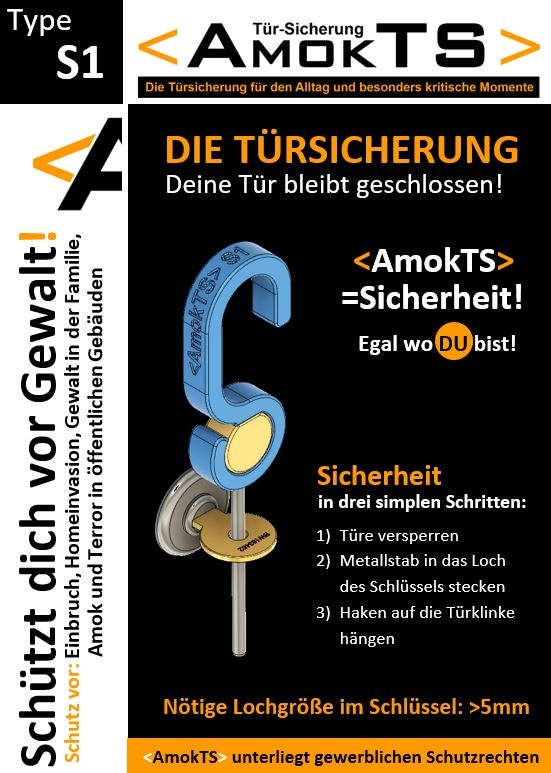 AMOKTS Türsicherung S1, Edelstahl Türsicherung S1, Edelstahl