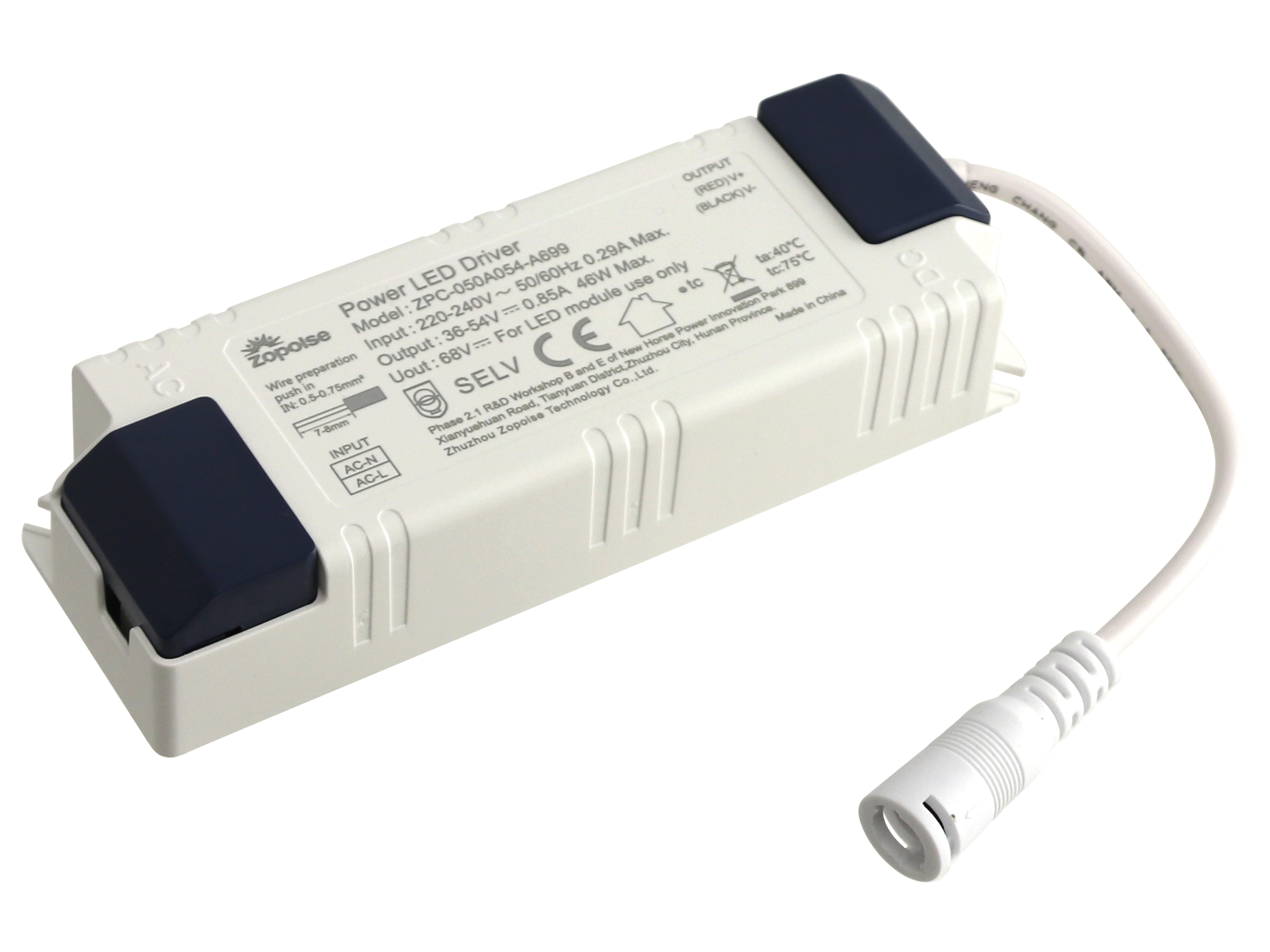 ZOPOISE LED-Schaltnetzteil ZPC-050A054-A699, 46 W ZOPOISE LED-Schaltnetzteil ZPC-050A054-A699, 46 W