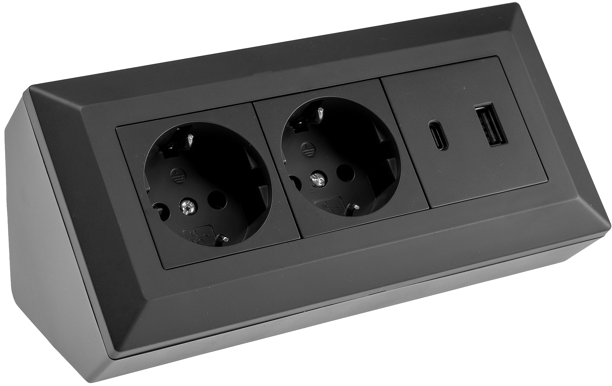 CHILITEC Steckdosenblock 23574, 2-fach, USB-A+C, 16A/250V, schwarz CHILITEC Steckdosenblock 23574, 2-fach, USB-A+C, 16A/250V, schwarz