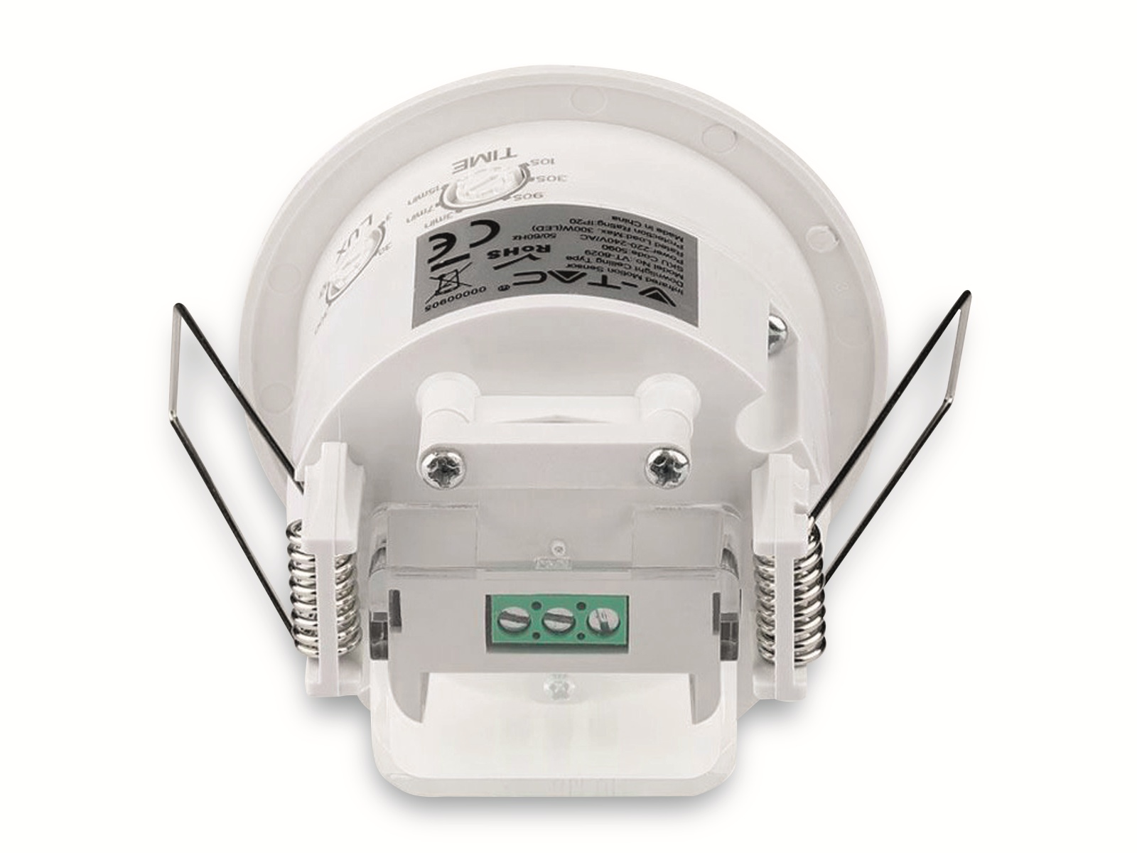 V-TAC Einbaubewegungsmelder VT-5090, 360°, IP20, weiß V-TAC Einbaubewegungsmelder VT-5090, 360°, IP20, weiß