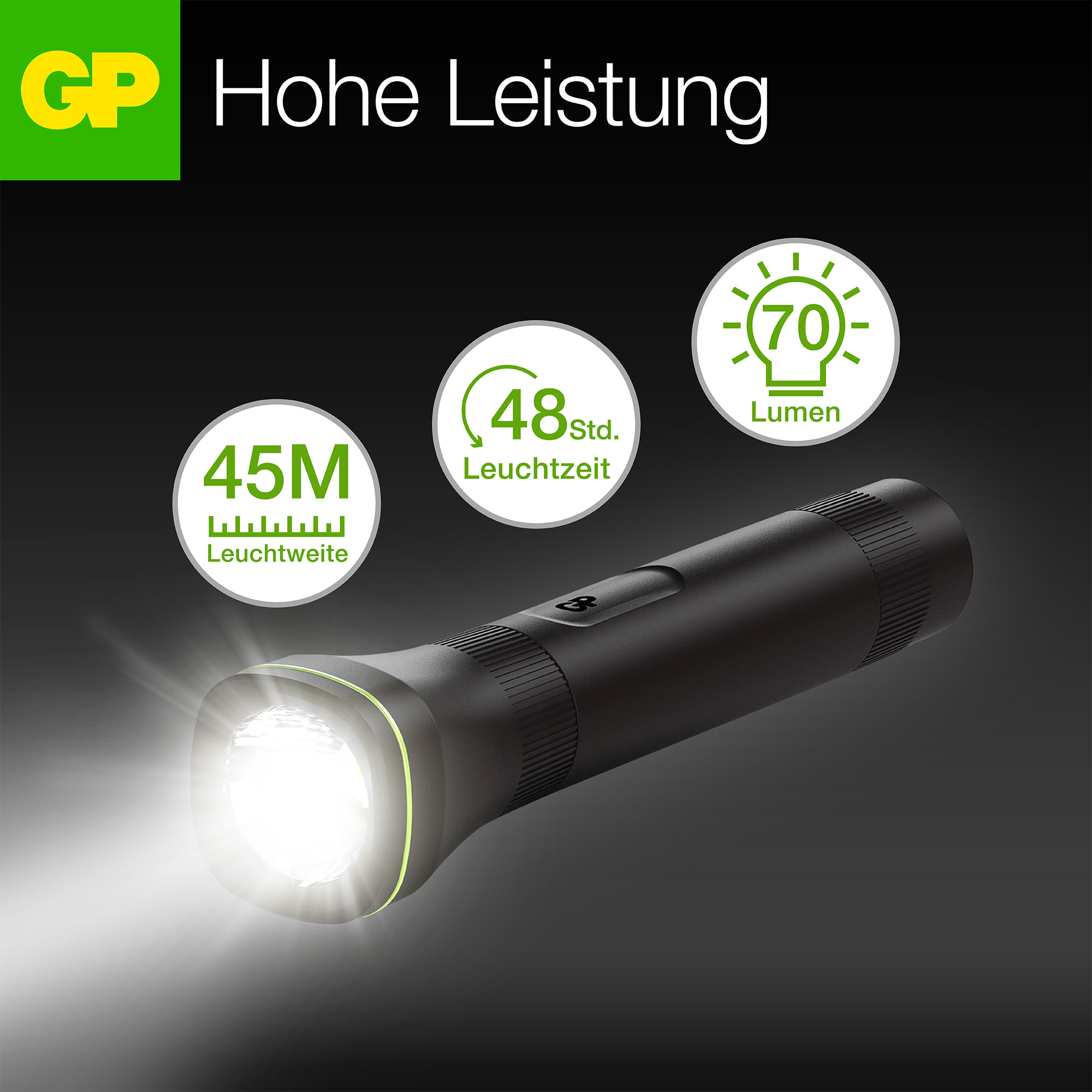 GP LED-Taschenlampe C107, 70lm , 166 mm lang GP LED-Taschenlampe C107, 70lm , 166 mm lang