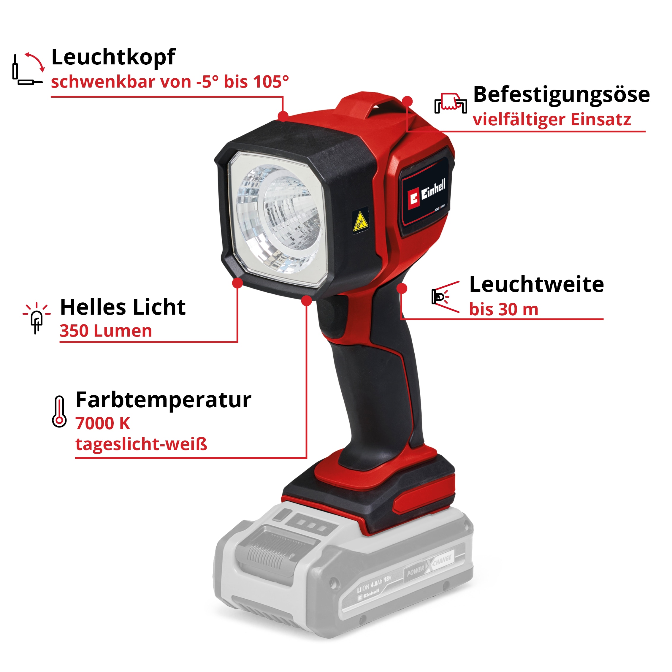 EINHELL Akku-Lampe TC-CL 350 Li Kit (1x 4,0 Ah) EINHELL Akku-Lampe TC-CL 300 Li Kit (1x 4,0 Ah)