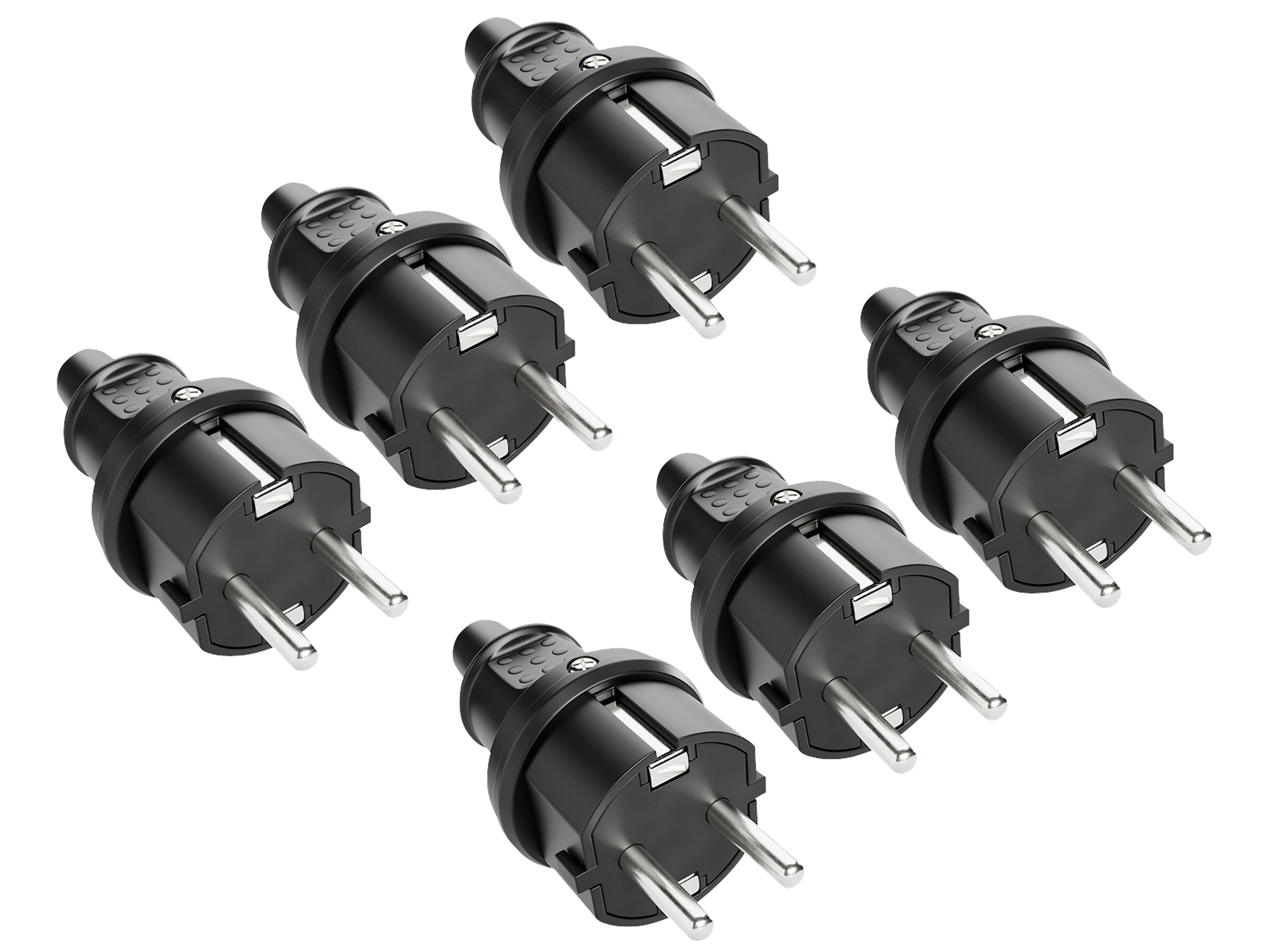 ABSINA Schutzkontaktstecker, schwarz, 6 Stück ABSINA Schutzkontaktstecker, schwarz, 6 Stück