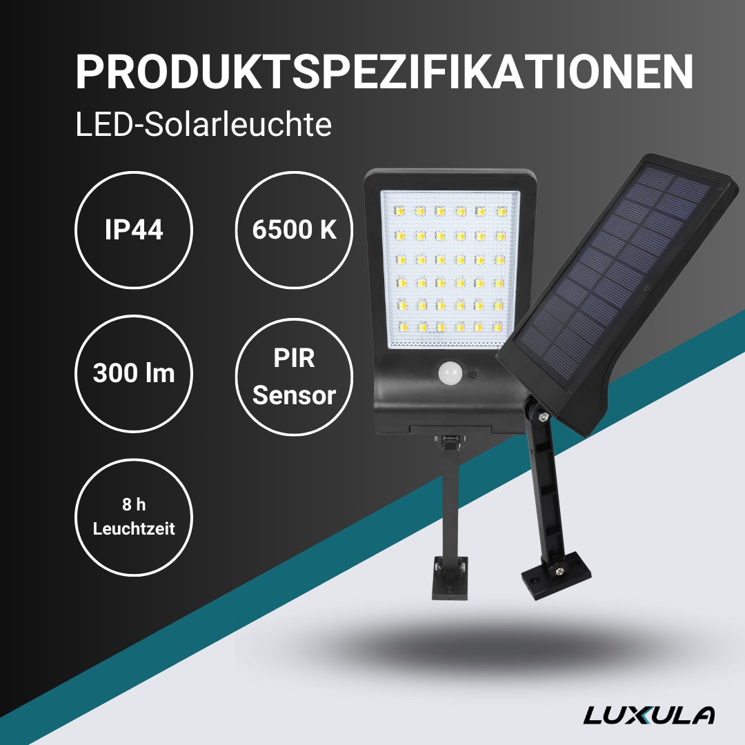 LUXULA Solar LED-Wandleuchte, PIR-Sensor, kaltweiß LUXULA Solar LED-Wandleuchte, PIR-Sensor, kaltweiß