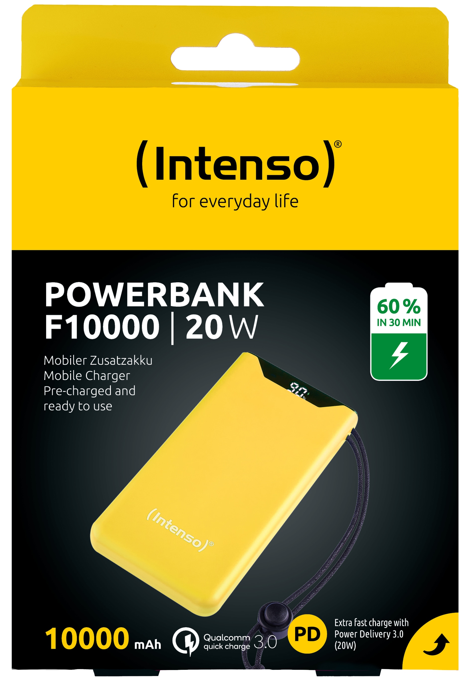 INTENSO USB Powerbank 7332039, F10000, 10.000mAh, 20 W, gelb INTENSO USB Powerbank 7332039, F10000, 10.000mAh, 20 W, gelb