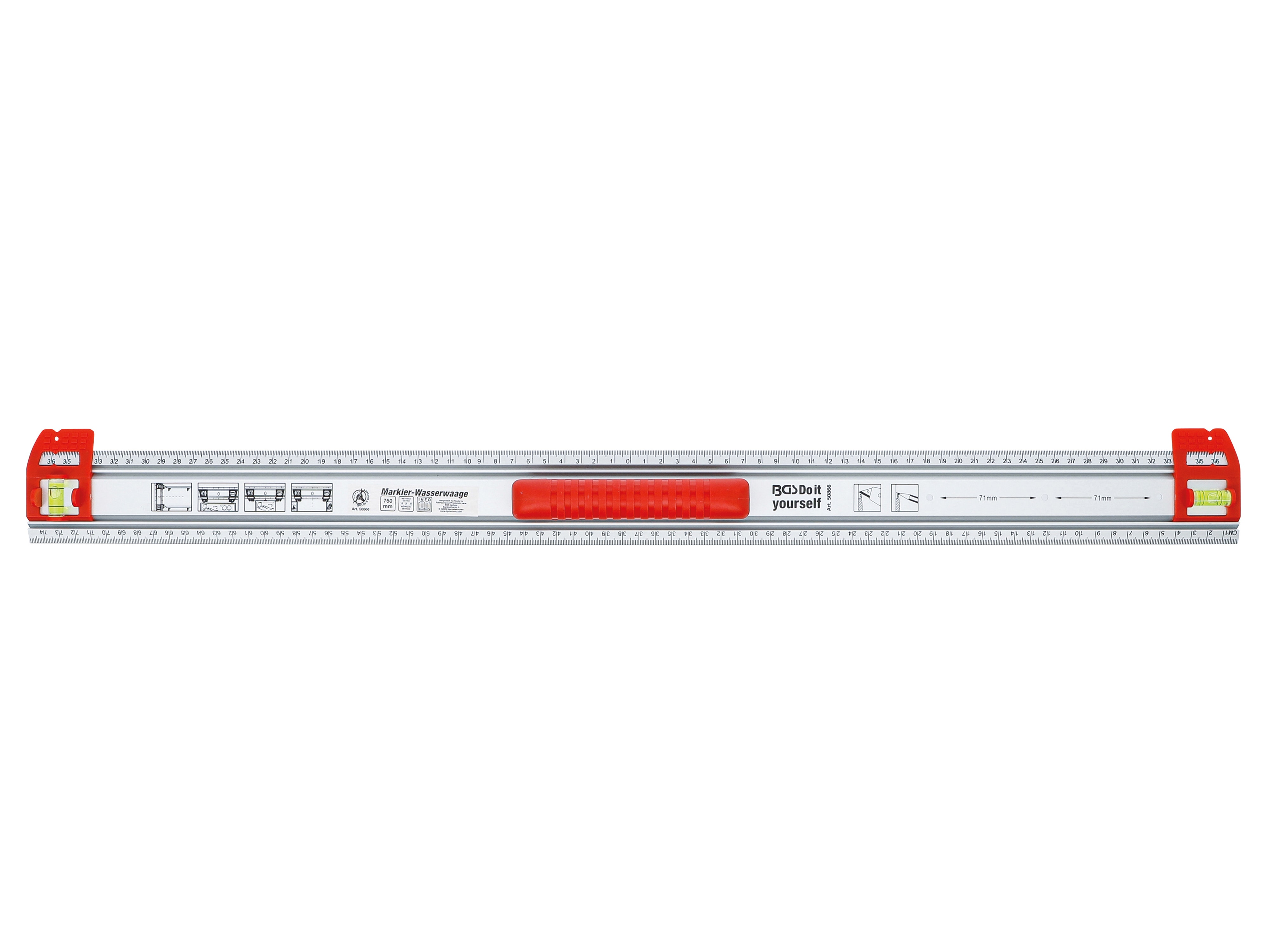 BGS TECHNIC Schneid- und Markierlineal, mit Griff und Wasserwaage, 750 mm BGS TECHNIC Schneid- und Markierlineal, mit Griff und Wasserwaage, 750 mm