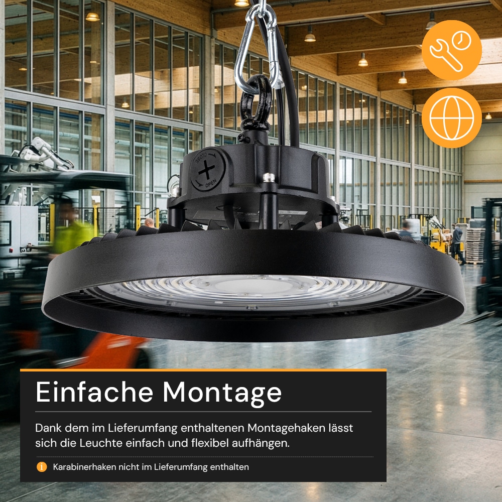 ENOVALITE LED-Highbay-Leuchte, UFO, EEK: C, 200W, 34000lm, 4000K, schwarz ENOVALITE LED-Highbay-Leuchte, UFO, EEK: C, 200W, 34000lm, 4000K, schwarz