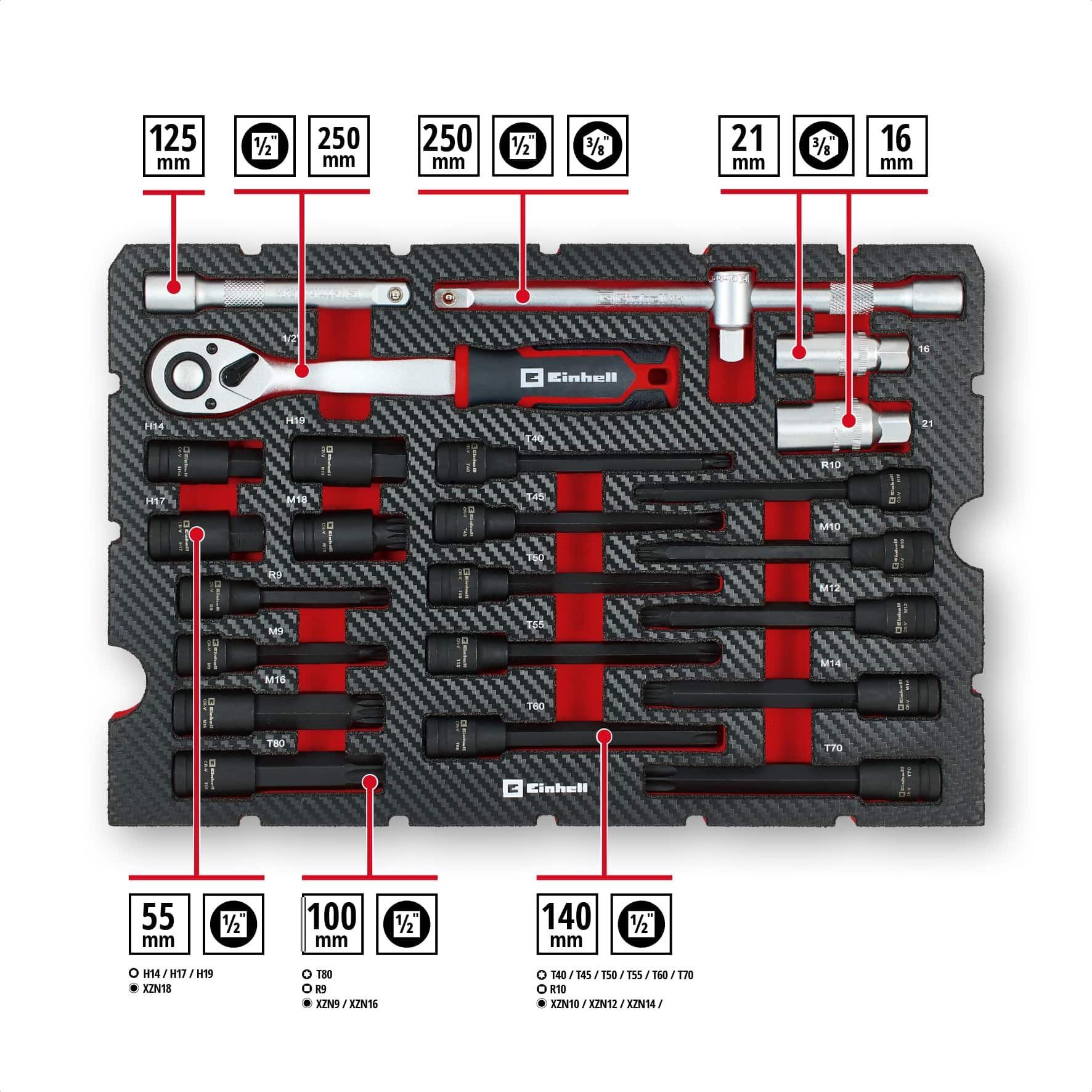 EINHELL Werkzeugkoffer KFZ, 370515, E-Case, 121-teilig EINHELL Werkzeugkoffer KFZ, 370515, E-CASE, 121-teilig