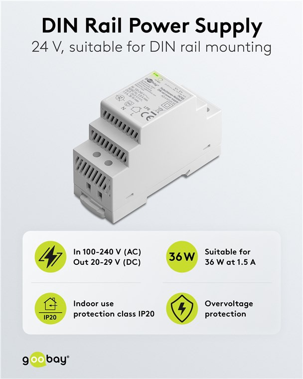 GOOBAY Hutschienen-Netzteil 74765, 24 V, 1,5 A, 36 W