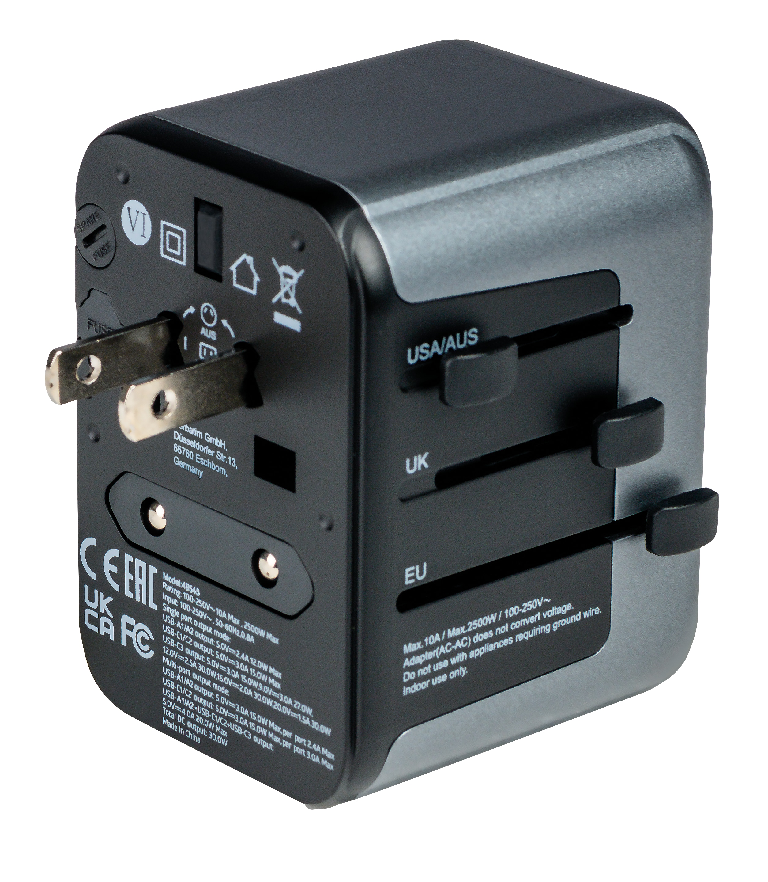 VERBATIM Universal-Reise-Adapter UTA-03, 1x Stromstecker, 2x USB-A, 3x USB-C VERBATIM Universal-Reise-Adapter UTA-03, 1x Stromstecker, 2x USB-A, 3x USB-C