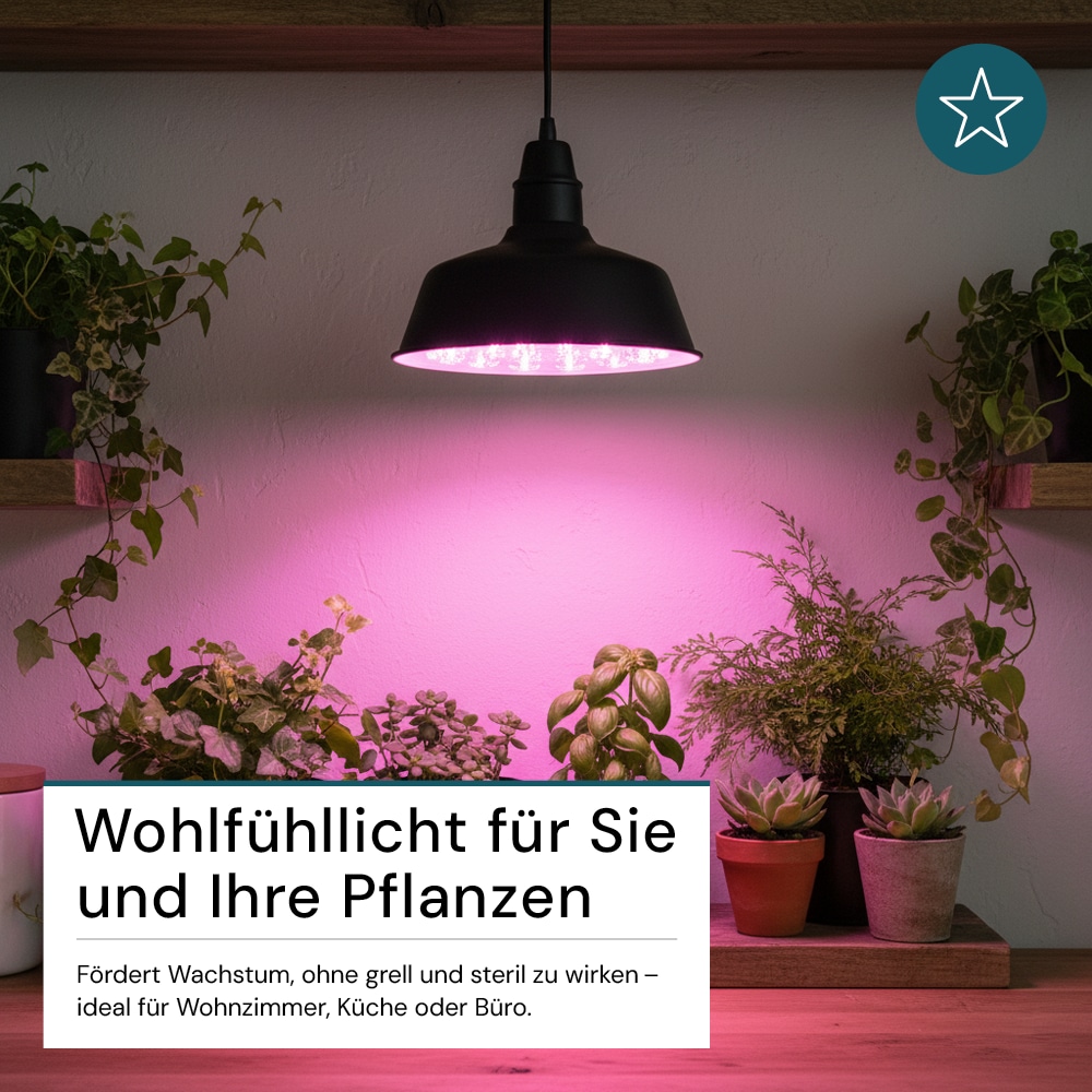 LUXULA LED-Pflanzenlampe, E27, 18W, 1200K, 580lm, warmweiß, IP20 LUXULA LED-Pflanzenlampe, E27, 18W, 1200K, 580lm, warmweiß, IP20