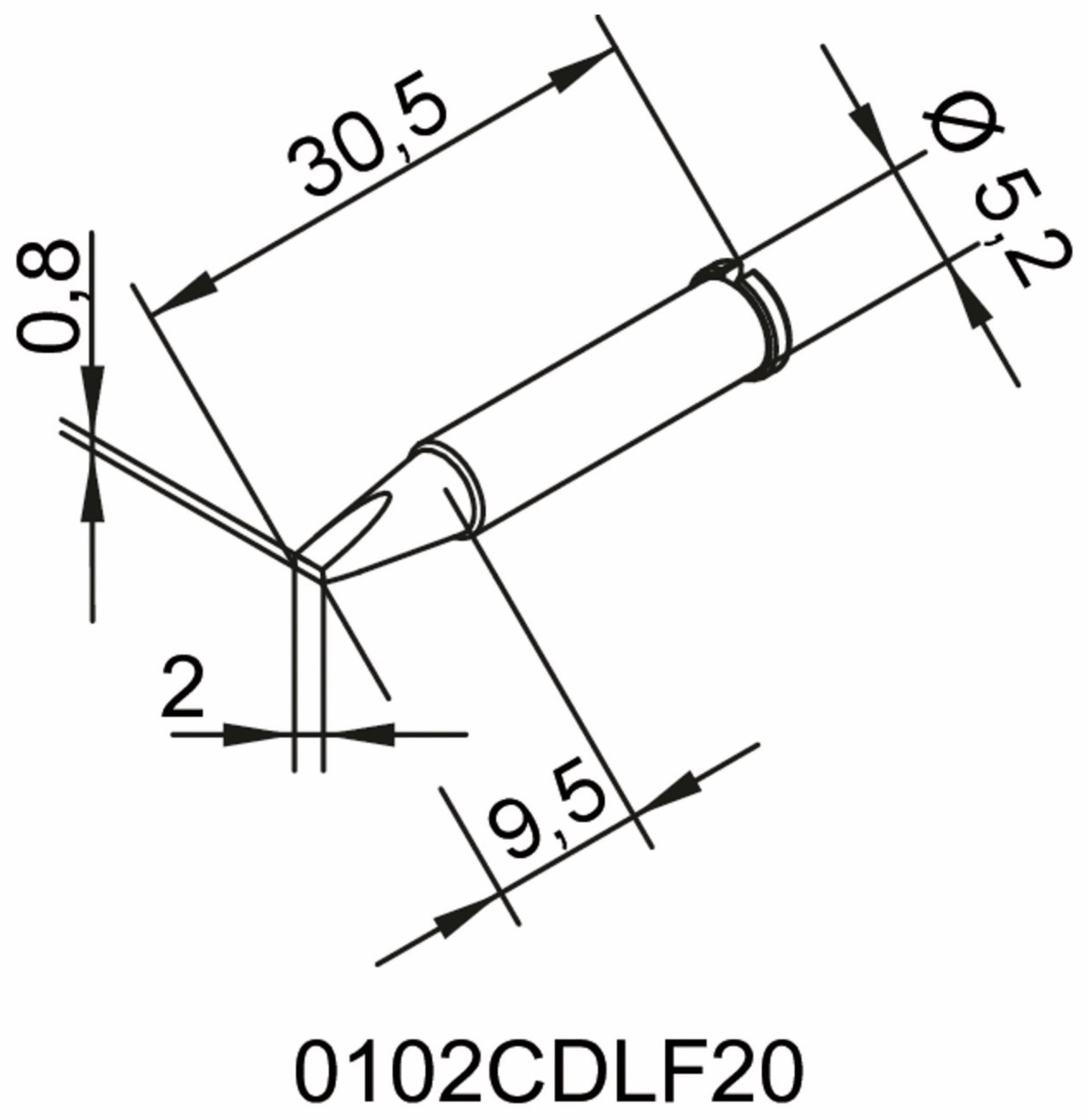 ERSA Lötspitze, 0102CDLF20/SB, meißelförmig, 2,0 mm ERSA Lötspitze, 0102CDLF20/SB, meißelförmig, 2,0 mm
