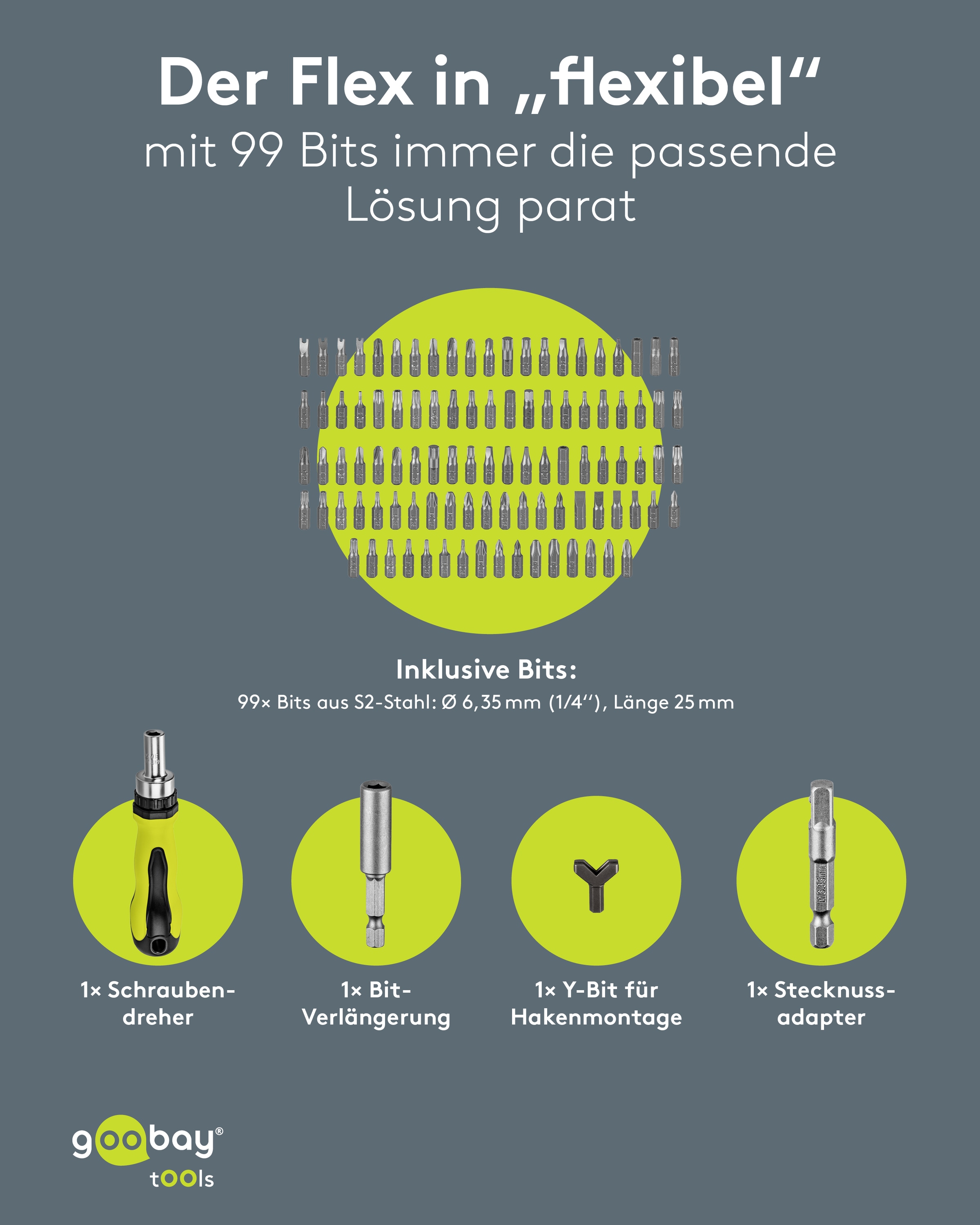 GOOBAY TOOLS Schraubendreher-Set, 77844, mit 100-tlg. Bitsatz GOOBAY TOOLS Schraubendreher-Set, 77844, mit 100-tlg. Bitsatz