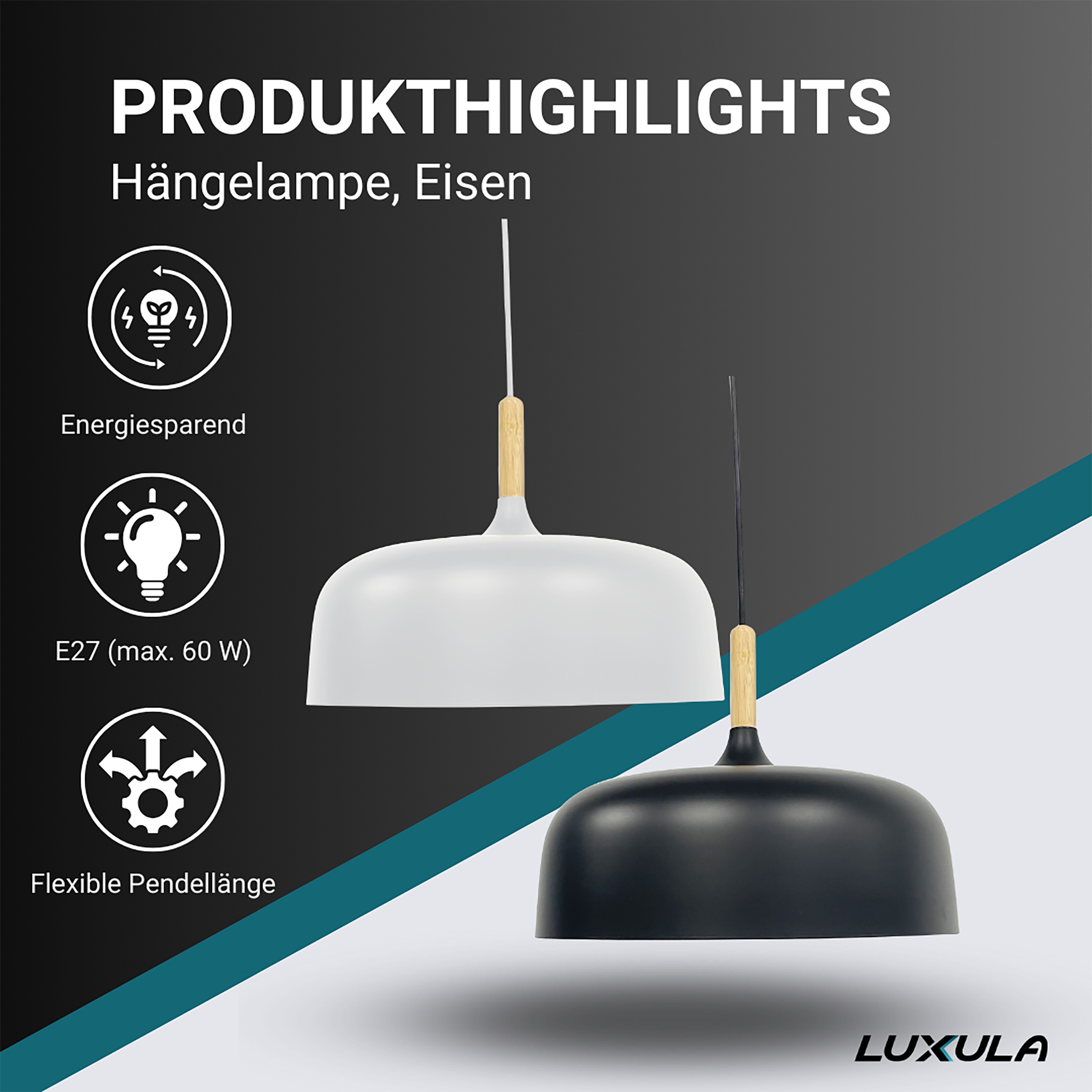 LUXULA LED-Hängeleuchte LX700173, E27-Fassung, IP20, Ø30 cm, weiß, rund LUXULA LED-Hängeleuchte LX700173, E27-Fassung, IP20, Ø30 cm, weiß, rund