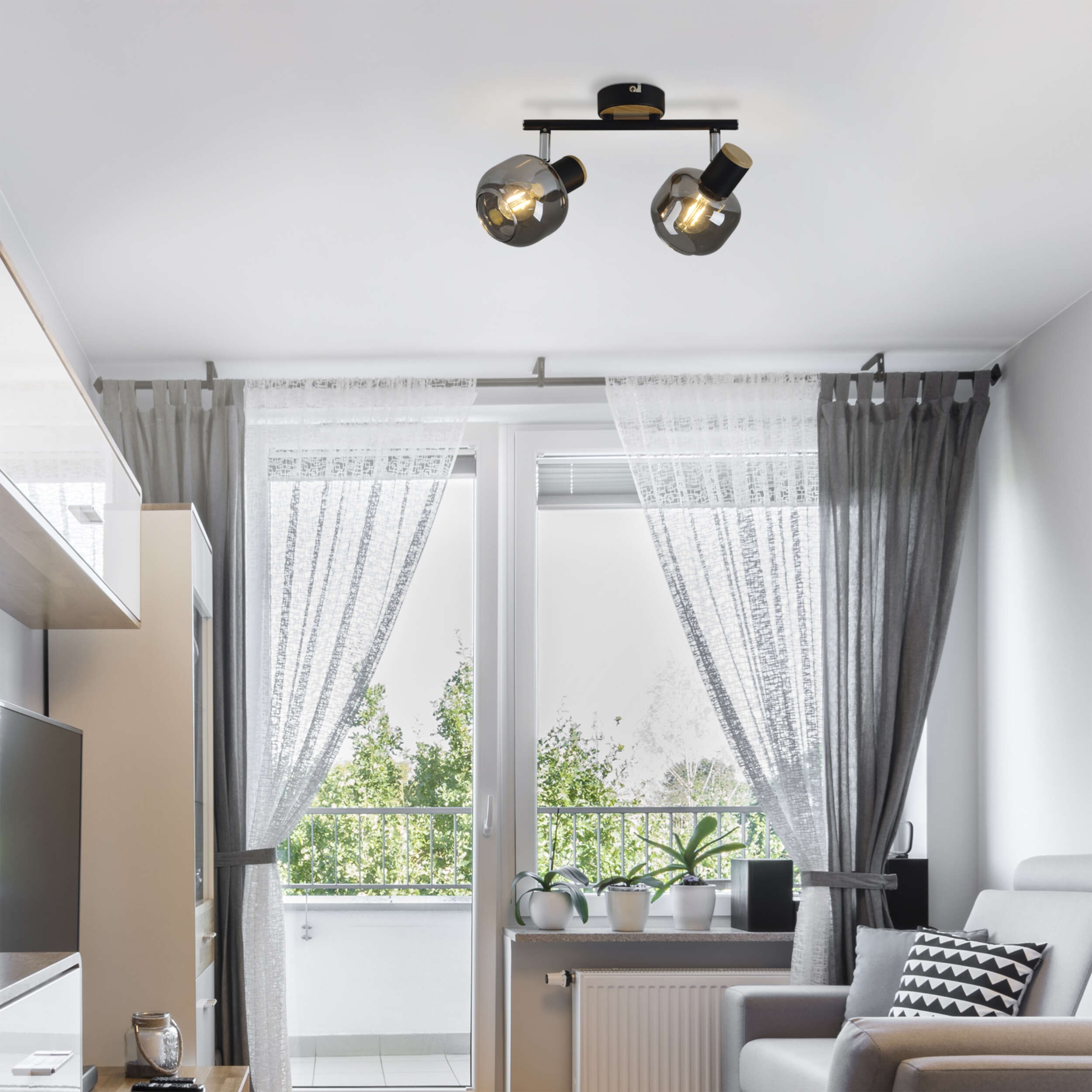 NÄVE Deckenleuchte 1350122, 40W, 2xE14, schwarz/natur NÄVE Deckenleuchte 1350122, 40W, 2xE14, schwarz/natur